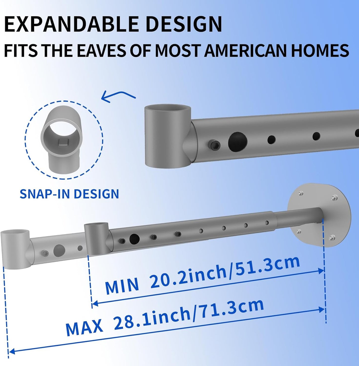 28 Inch Starlink Long Wall Mount, Adjustable Starlink Mounting Kit Gen 2, Including Starlink Standard Pipe Adapter, Starlink Roof Mount for V2 Starlink Standard Dish