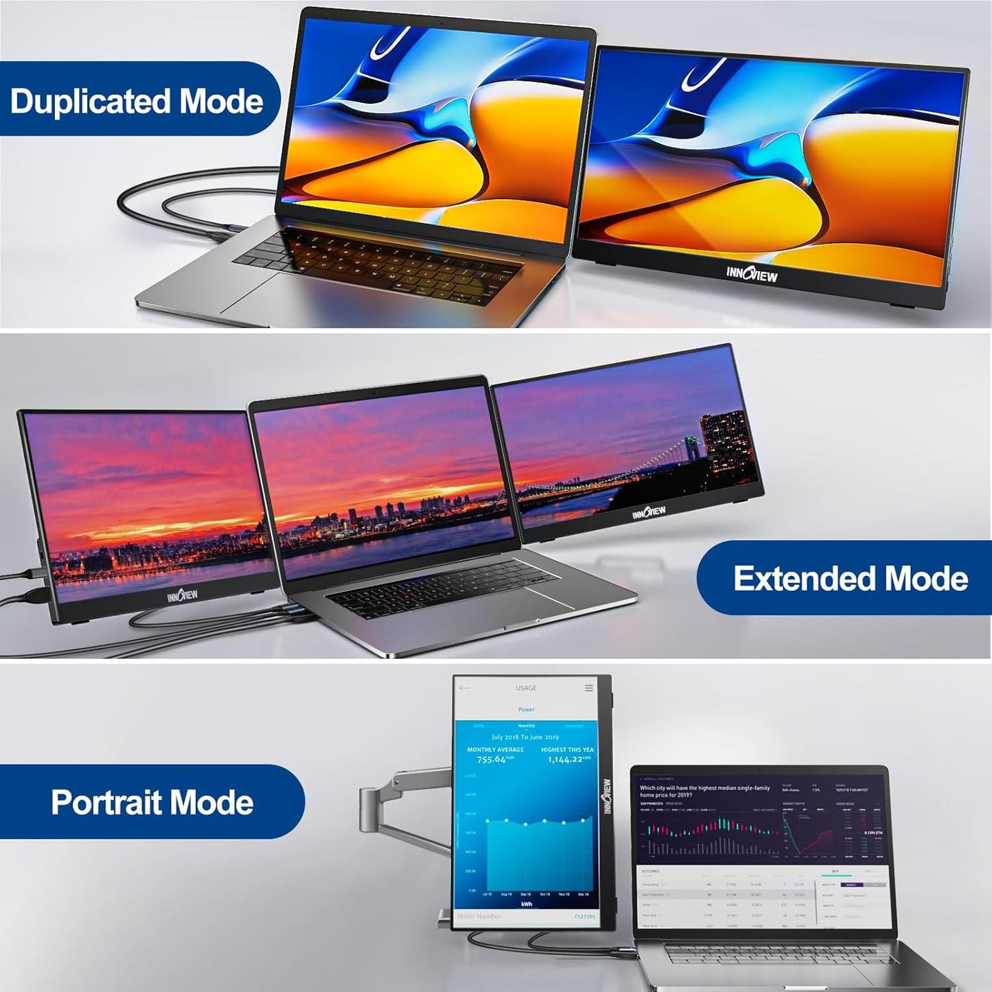 InnoView 4K OLED Portable Monitor, 14 Inch OLED Monitor for Laptop, 100% DCI-P3, 1MS with Speaker and Stand, USB-C HDMI High-end Screen for Laptop PC MAC Phone PS4 Xbox Switch