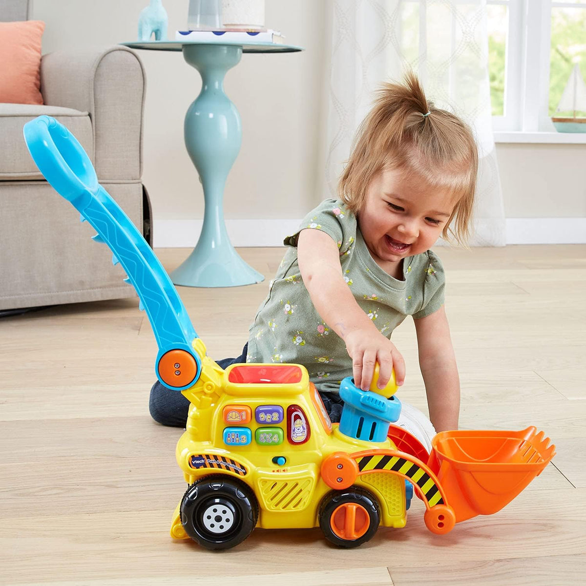 Push and Pop Bulldozer Toy | Interactive Push Toy for Toddlers | Ball Popping Construction Vehicle | Early Learning Push Toy | Motor Skill Development Toy - PuriLite