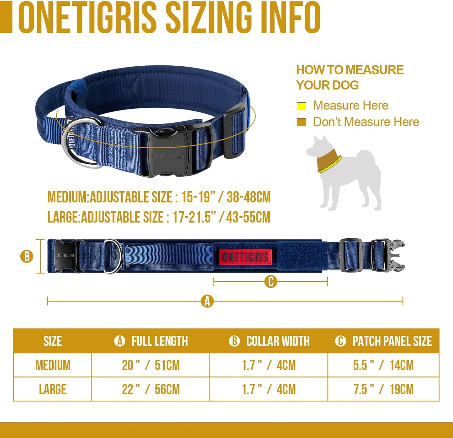OneTigris Tactical Dog Collars with Handle,Military Dog Collar for Large Dog,Adjustable Nylon Collar German Shepherd Collar with Heavy Duty Metal Buckle for Dog Training and Walking (M, Orange)