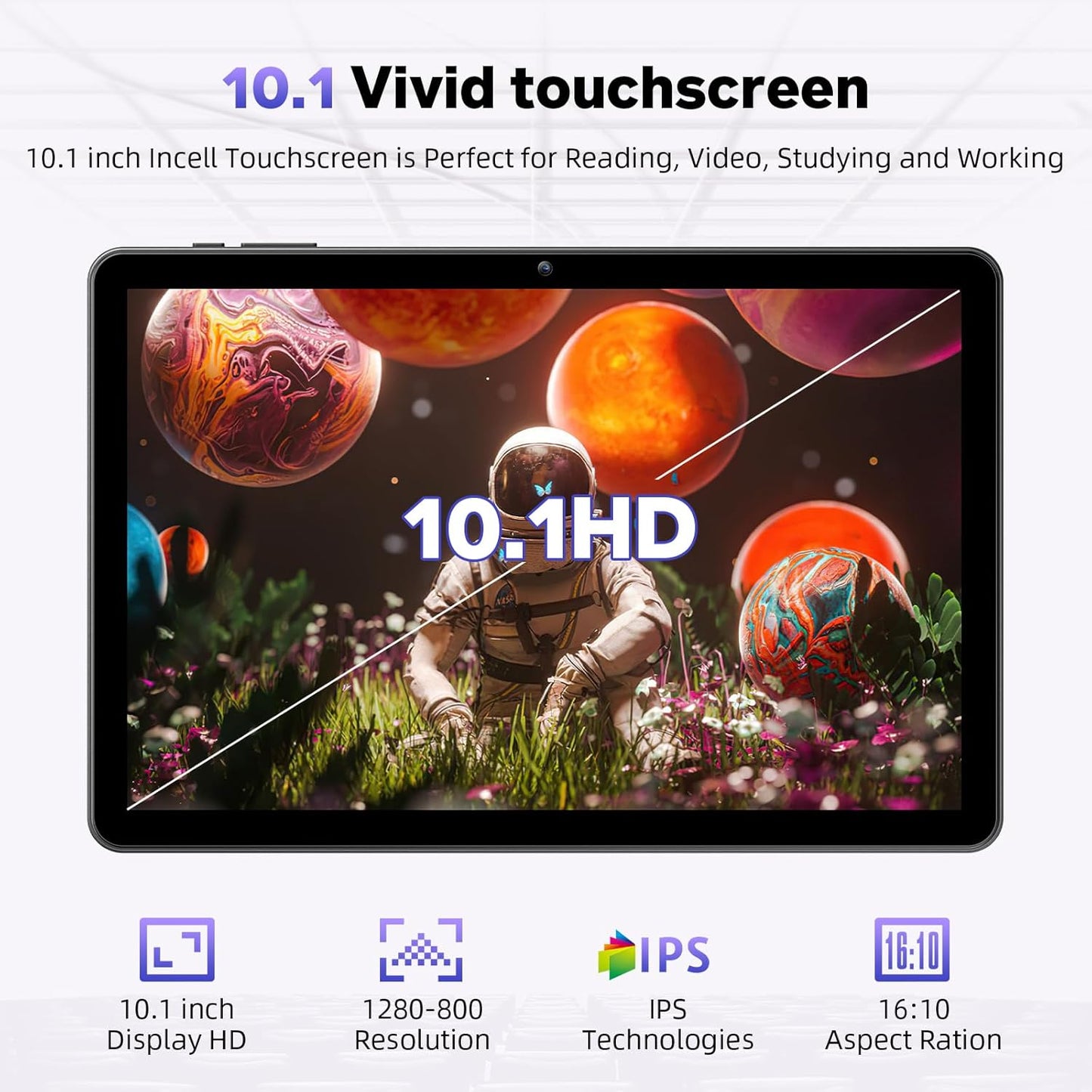 10 Inch Tablet Android 15 Tablets, Octa-Core Tablette Android, 18GB+128GB, 1TB Expand, 1280x800 IPS HD Display, GPS, Widevine L1, 5G+2.4G WiFi, 5MP+8MP Dual Camera, Bluetooth5.4, 6000mAh, Black
