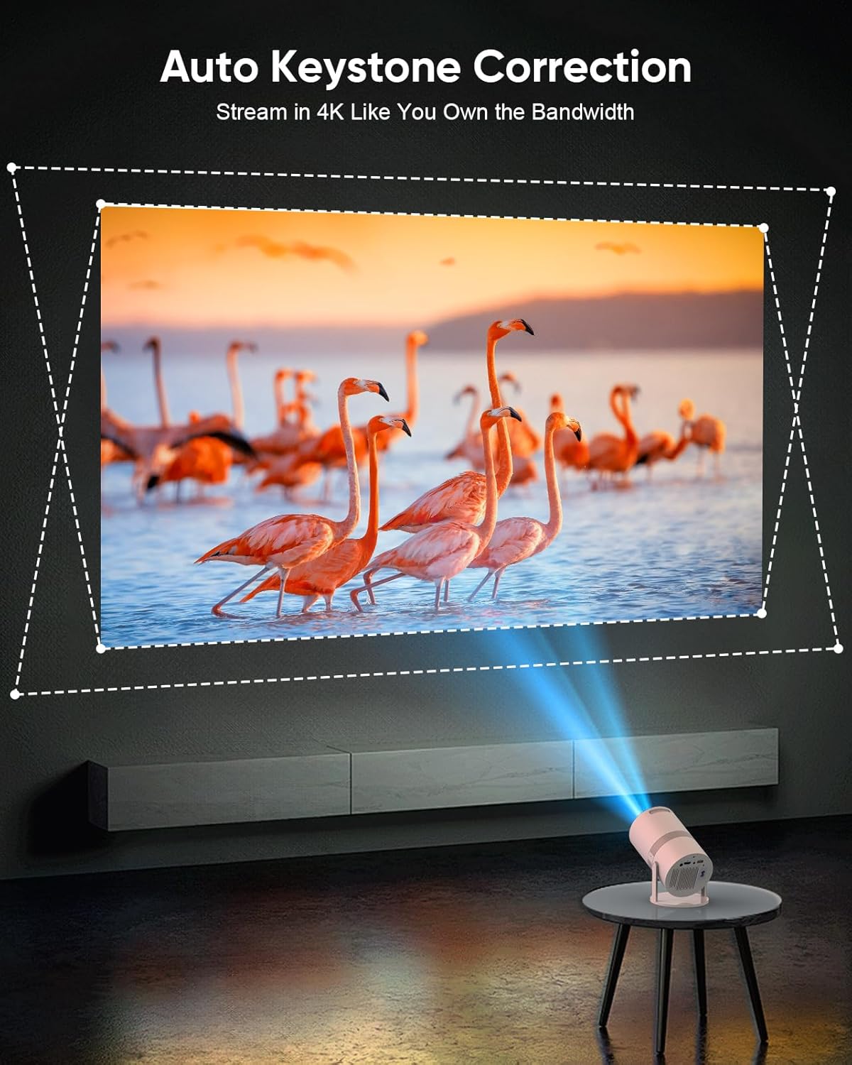 【Short Throw/Built-in Apps】 1080P Smart Mini Projector with WiFi 6 and Bluetooth, Auto Keystone Outdoor Movie Projector, 270°Adjustable Home Portable Projector for Phone/TV Stick/Laptop/HDMI