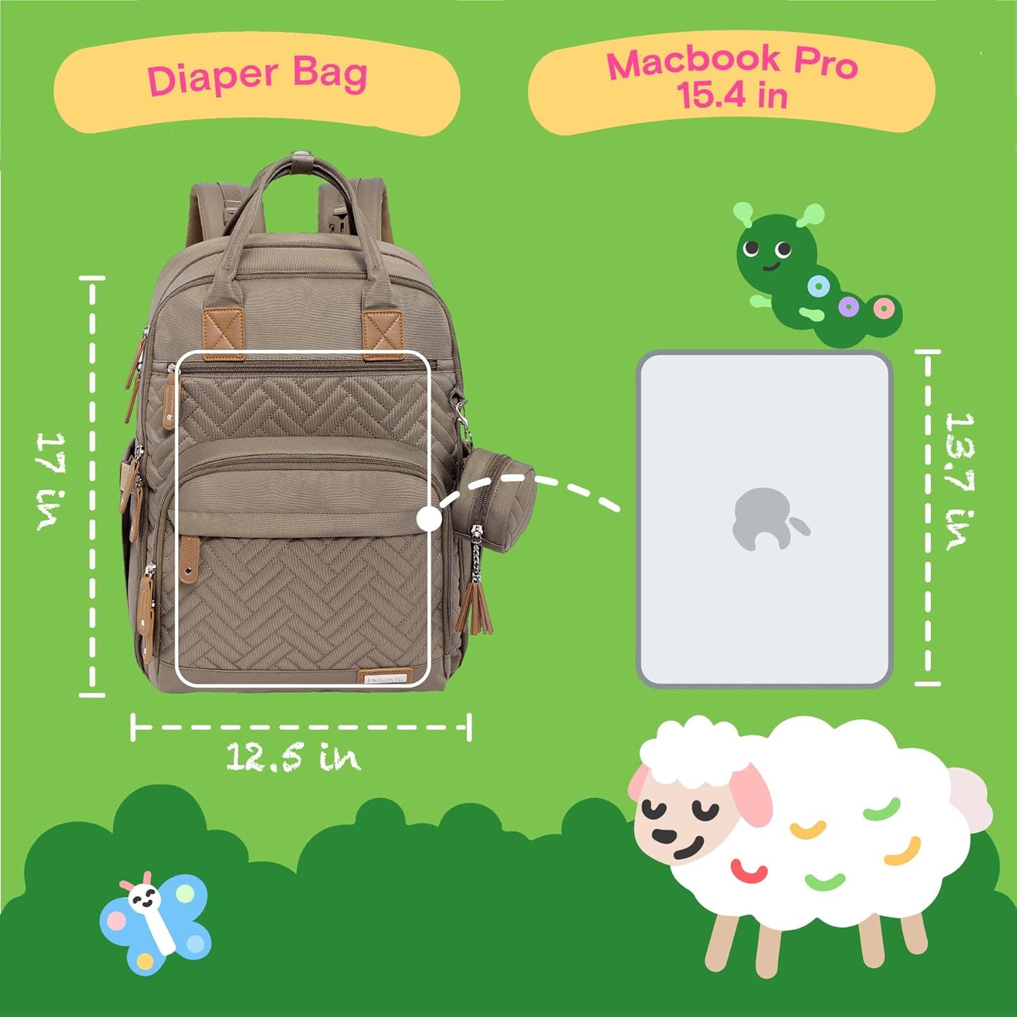 Diaper Bag Backpack, iniuniu Large Baby Bags with Diaper Pouch, Washable Changing Pad, Pacifier Case and Stroller Straps