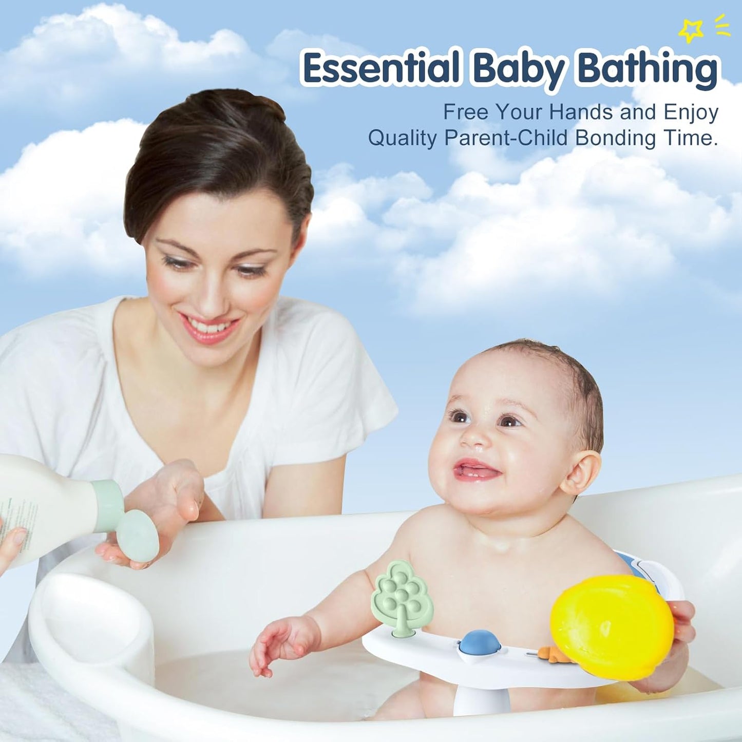Baby Bath Seat for Babies 6 Months & Up, Non-Slip with Suction Cups, Safe & Comfortable Infant Bath Seat for Bathtub, Grey