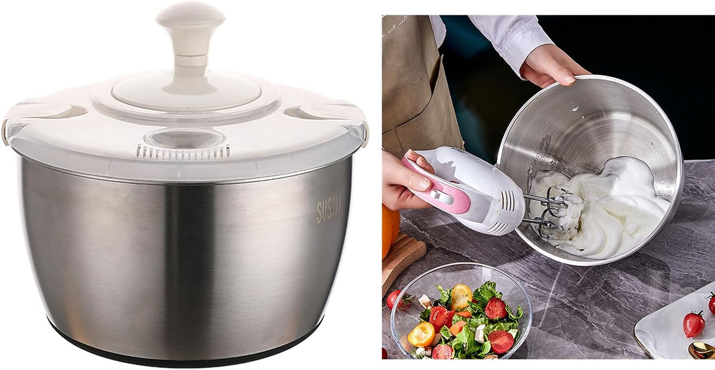 Zeizafa Fruit Dryer Dish Drying Rack Stainless Steel Salad Spinner Large Capacity 5L Fruit Vegetable Dehydrator for Kitchen Fruit Dryer Drying Rack Salad Spinner