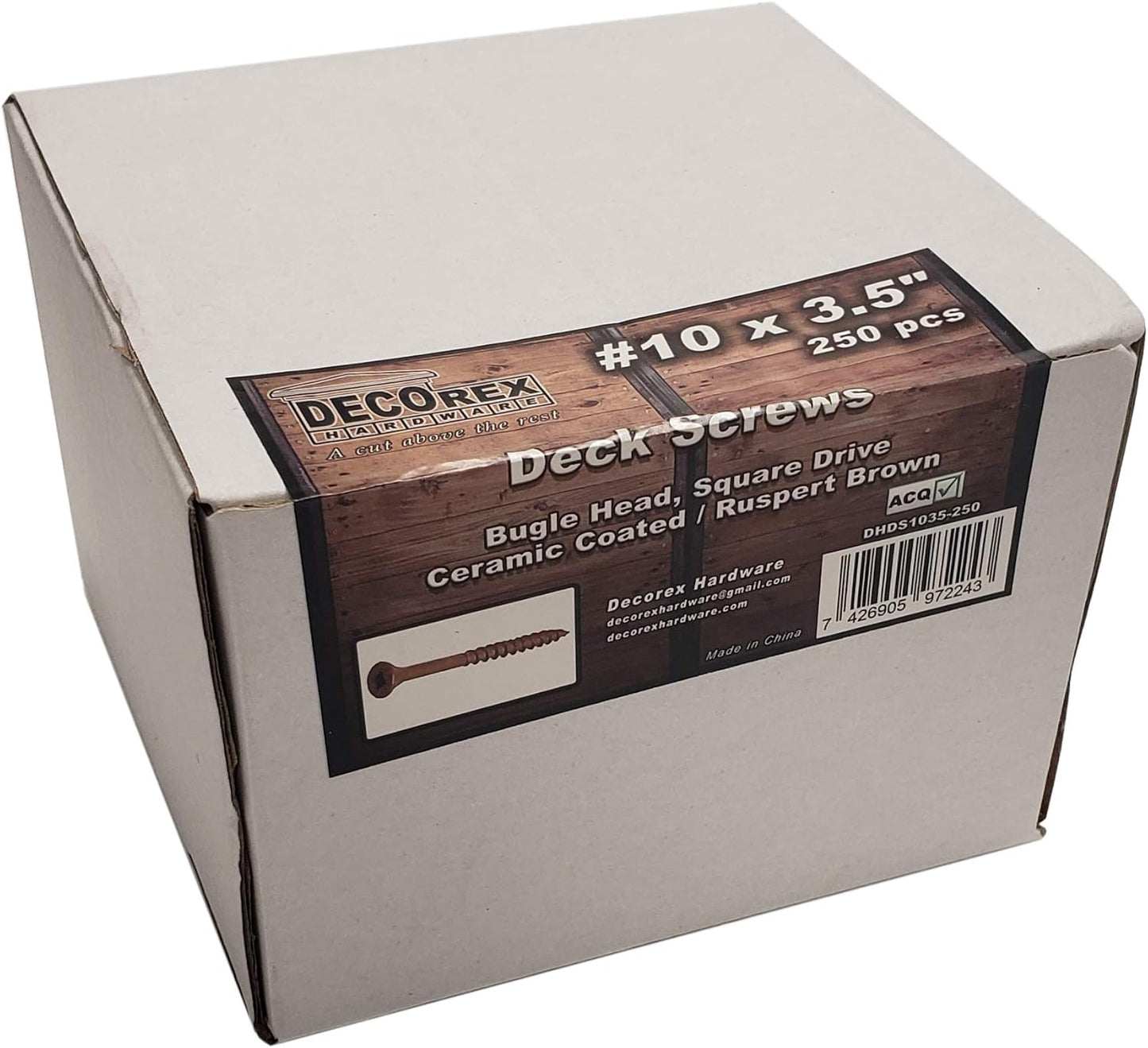 #8 x 3" Deck Screws | Square Drive | Bugle Head | Brown Ruspert | 100pcs Box