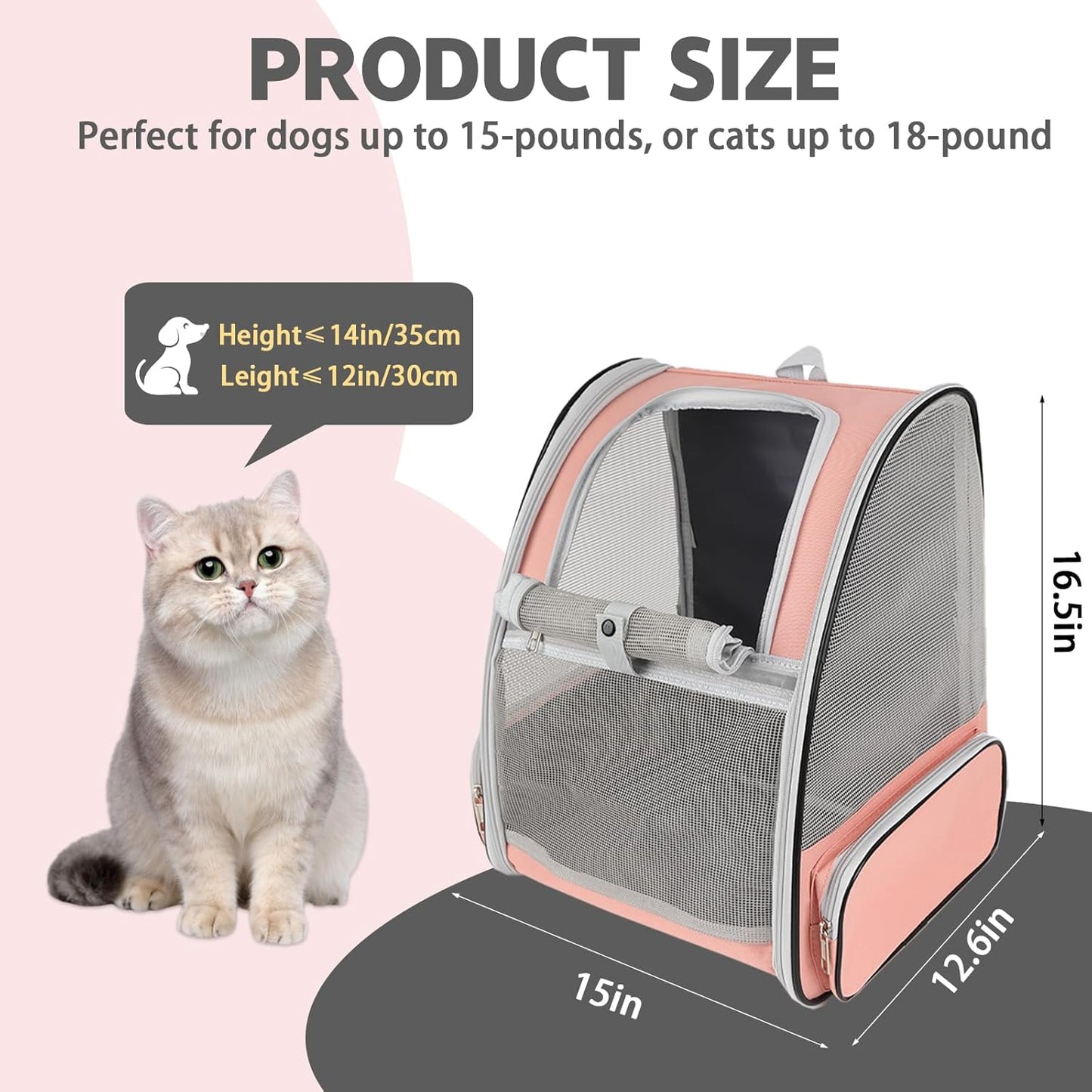Cat Backpack Carrier,Pet Carrier Airline Approved for Small Dog Cat Puppy Kitten Bunny,Ventilated Mesh Design Animal Backpack for Hiking Camping Travel Bag (Black)