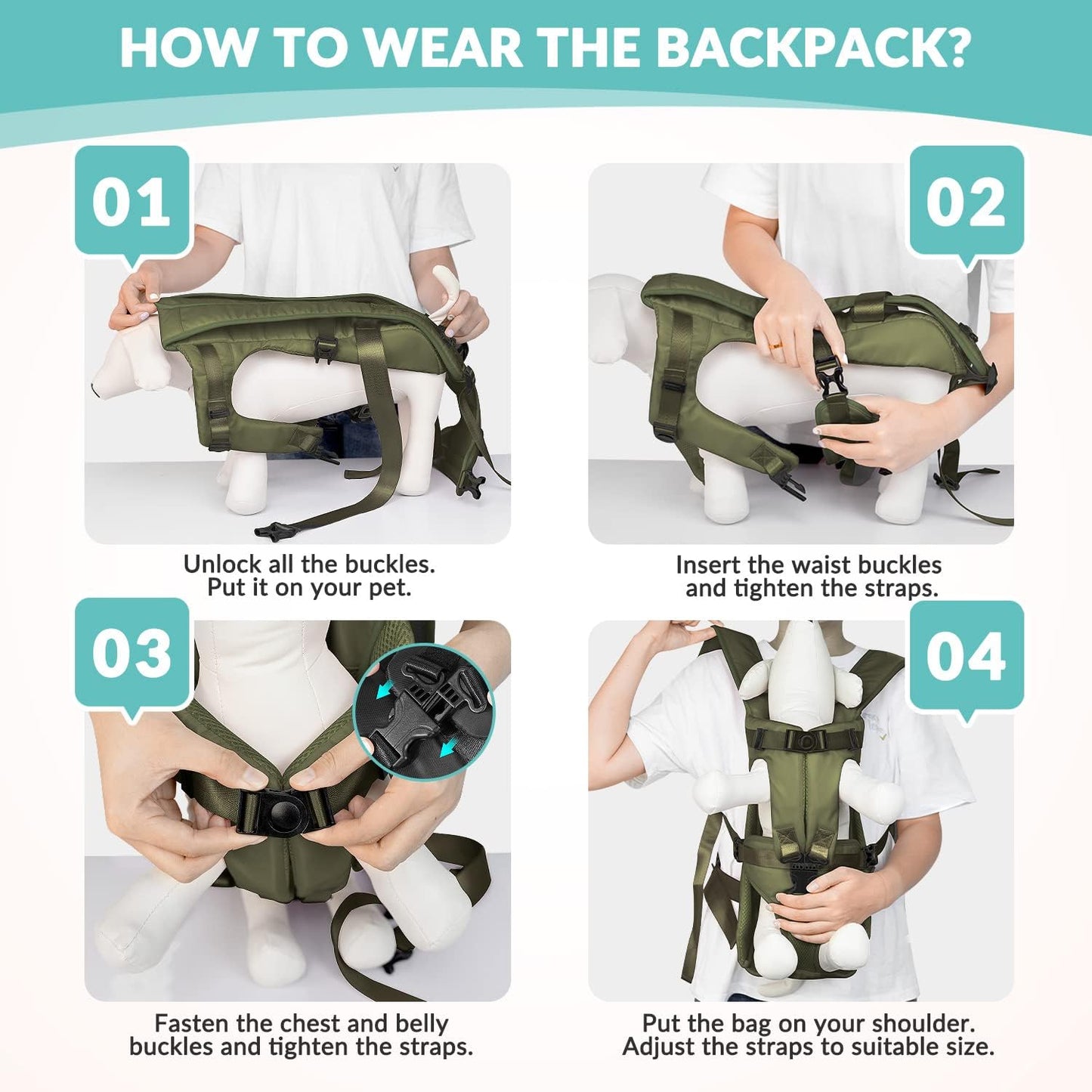 SlowTon Dog Carrier Backpack for Small Medium Dogs, Legs Out & Easy-Fit Dog Cat Puppy Front Carriers Bag for Pet Up to 35lbs, Adjustable Breathable Pet Backpack for Traveling Camping Hiking