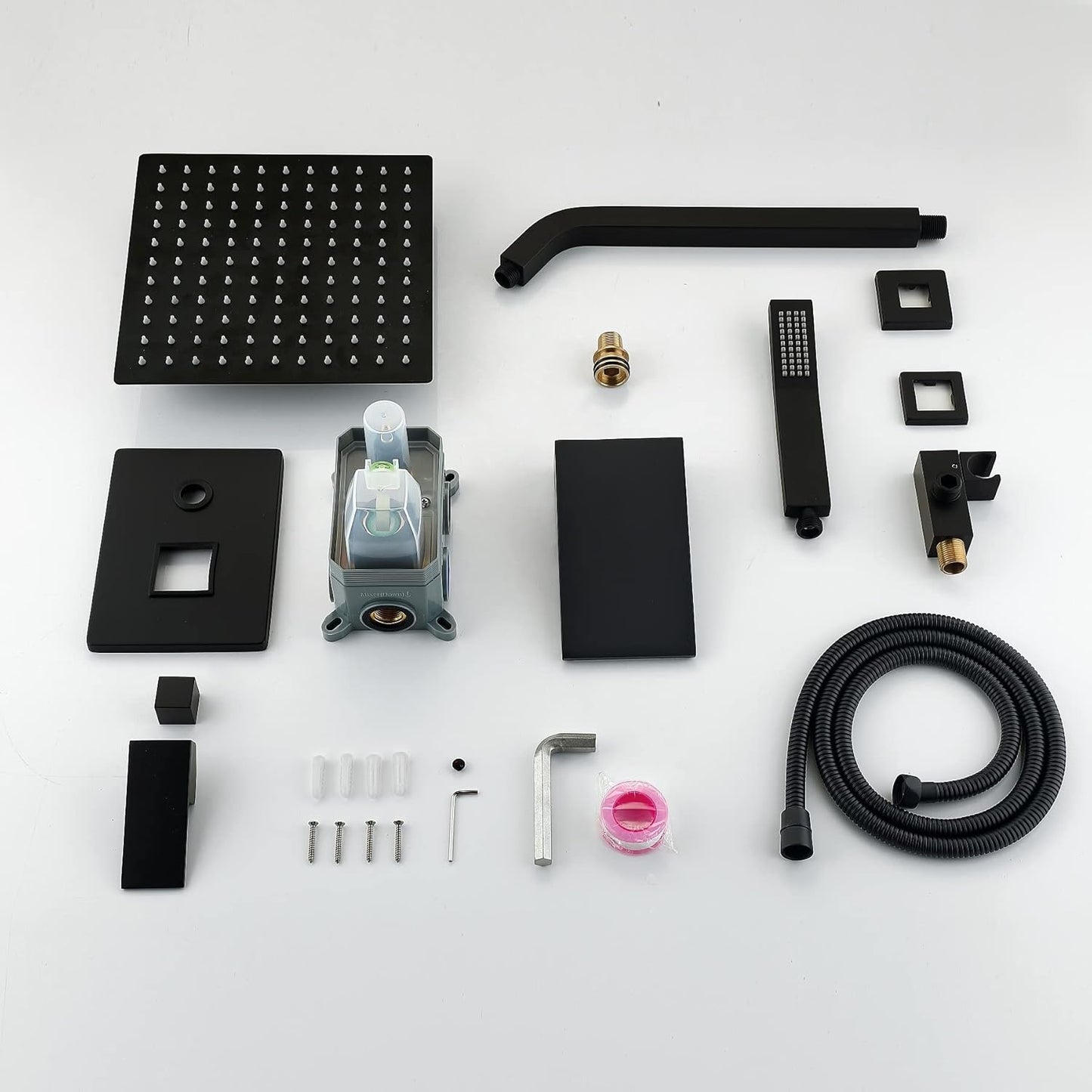 Bathtub Shower System Matte Black Tub Shower Faucet Complete Set with 10 Inch Rain Head with Handheld and Waterfall Shower Faucet Combo