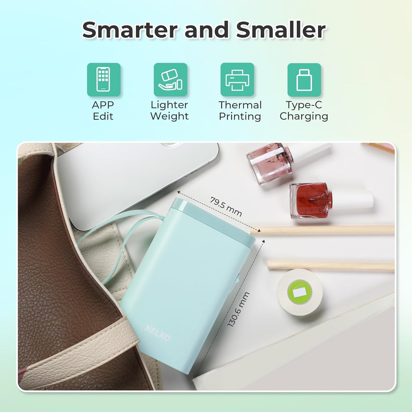 Nelko Label Maker Machine with Tape, P21 Portable Bluetooth Label Printer, Wireless Built-in Cutter Sticker Maker Mini Label Makers with Multiple Templates for School Organizing Office Home, White