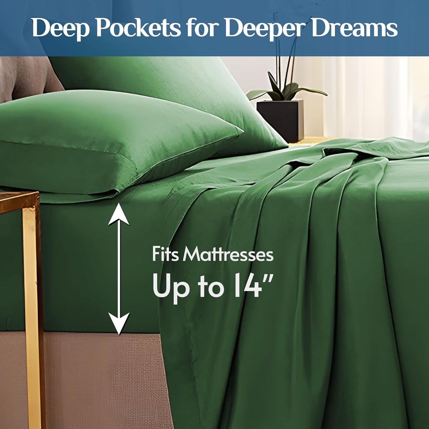JOLLYVOGUE Queen Size Bed Sheet Set - 4 Piece Bed Sheets Set with Deep Pocket - Soft Breathable & Cooling - Resists Shrinkage & Fading Draps Queen - Easy Care (Dark Grey)