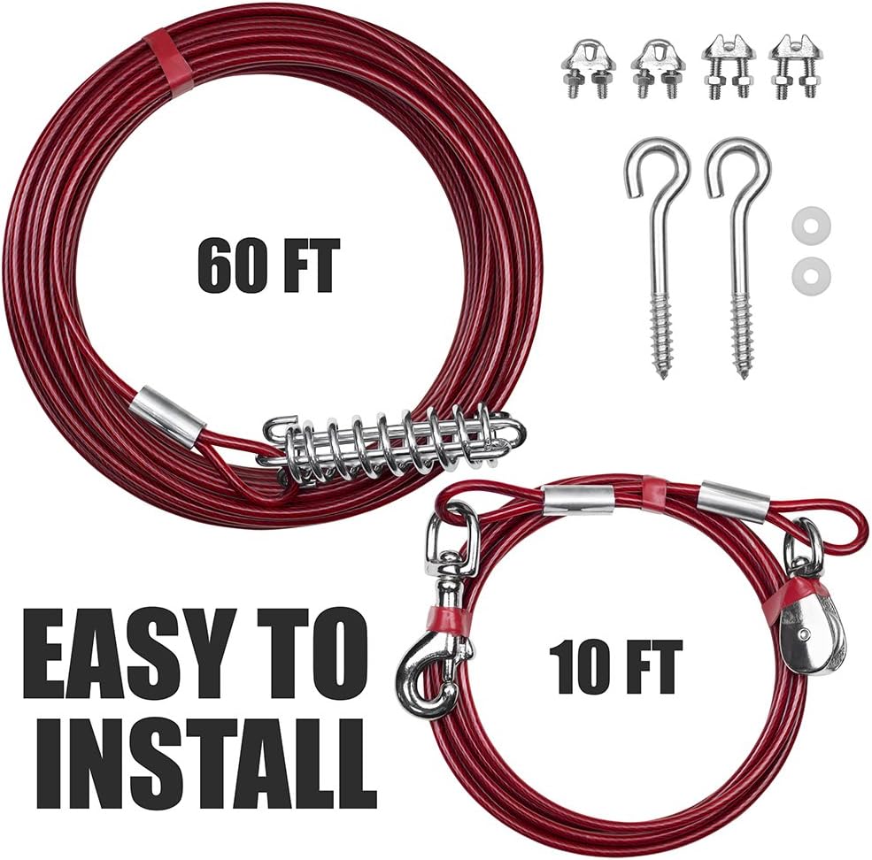 BV Pet Small Tie Out Cable for Dog up to 35 Pound, 25-Feet