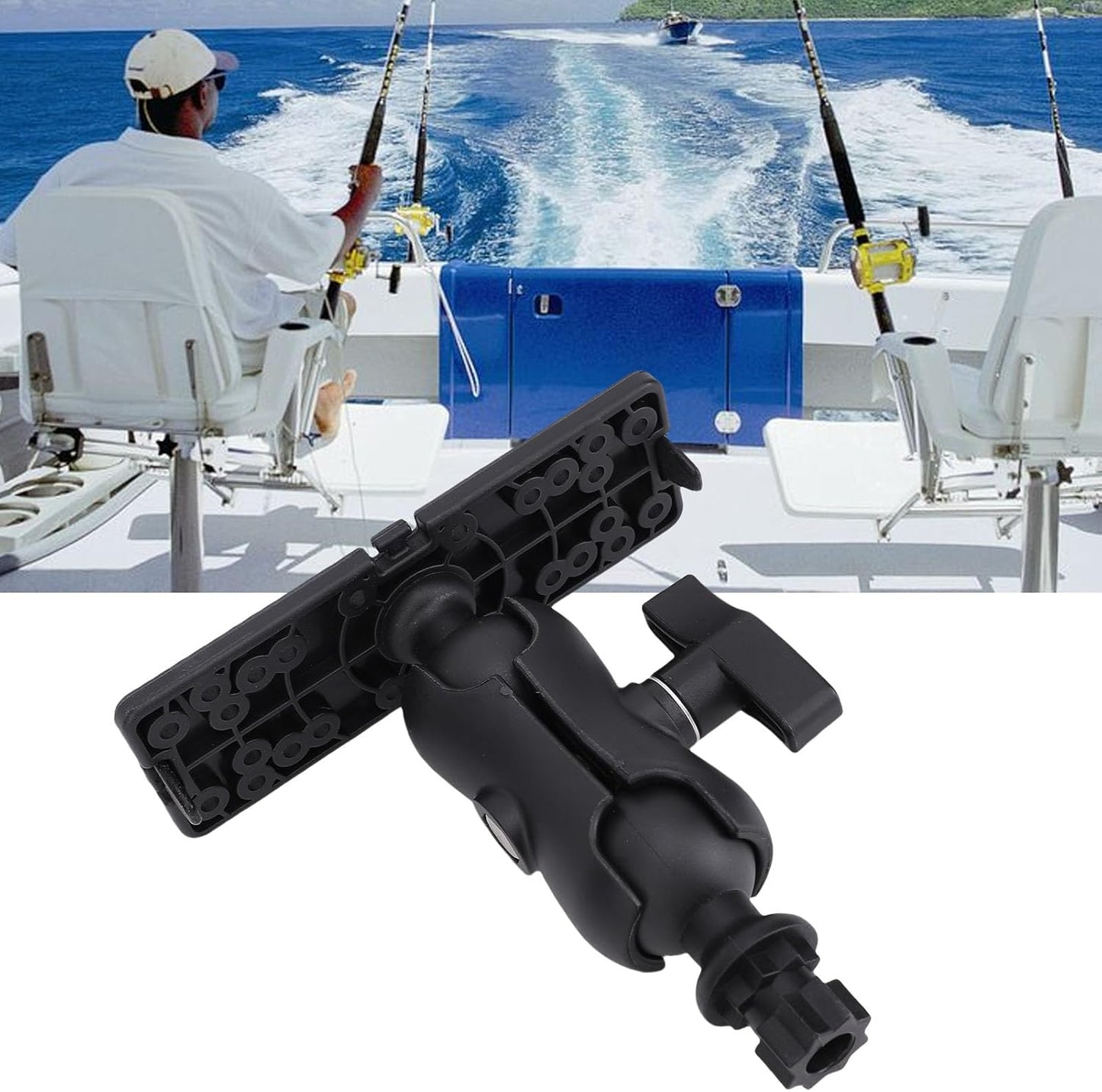 Fish Finder Mount Base, 360 Degree Rotating Fish Finder Bracket Universal Marine Electronic Holder ABS Mounting Plate for Kayaks and Boats