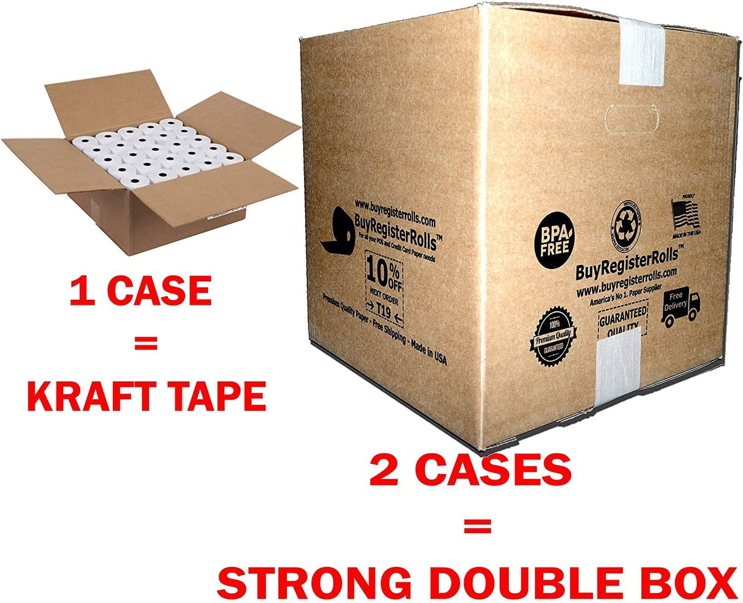 (50 Rolls) 2 1/4 x 50 Thermal Paper Receipt Rolls 2.25 x 50 ft POS Cash Register fits All Credit Card Terminals