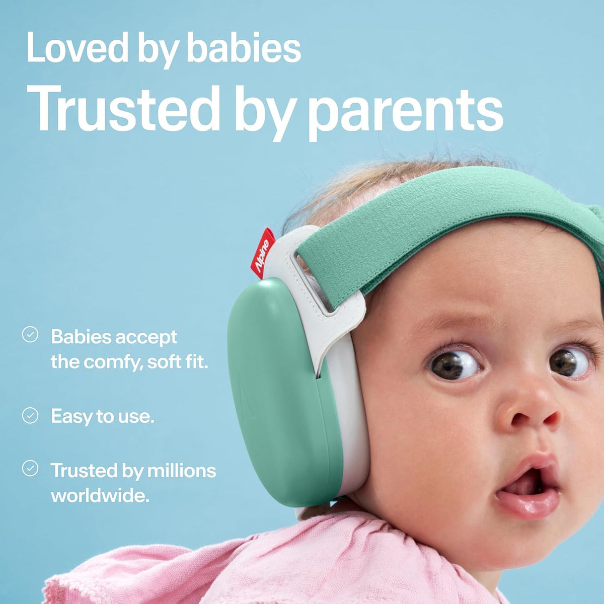 Alpine Muffy Baby Comfort - Baby Ear Protection Noise Cancelling - CE & ANSI Certified - Unique Headband for Safe fit & Comfort - Multi-adjustable for Ages 3-48 Months - 24dB Sound Reduction, Green