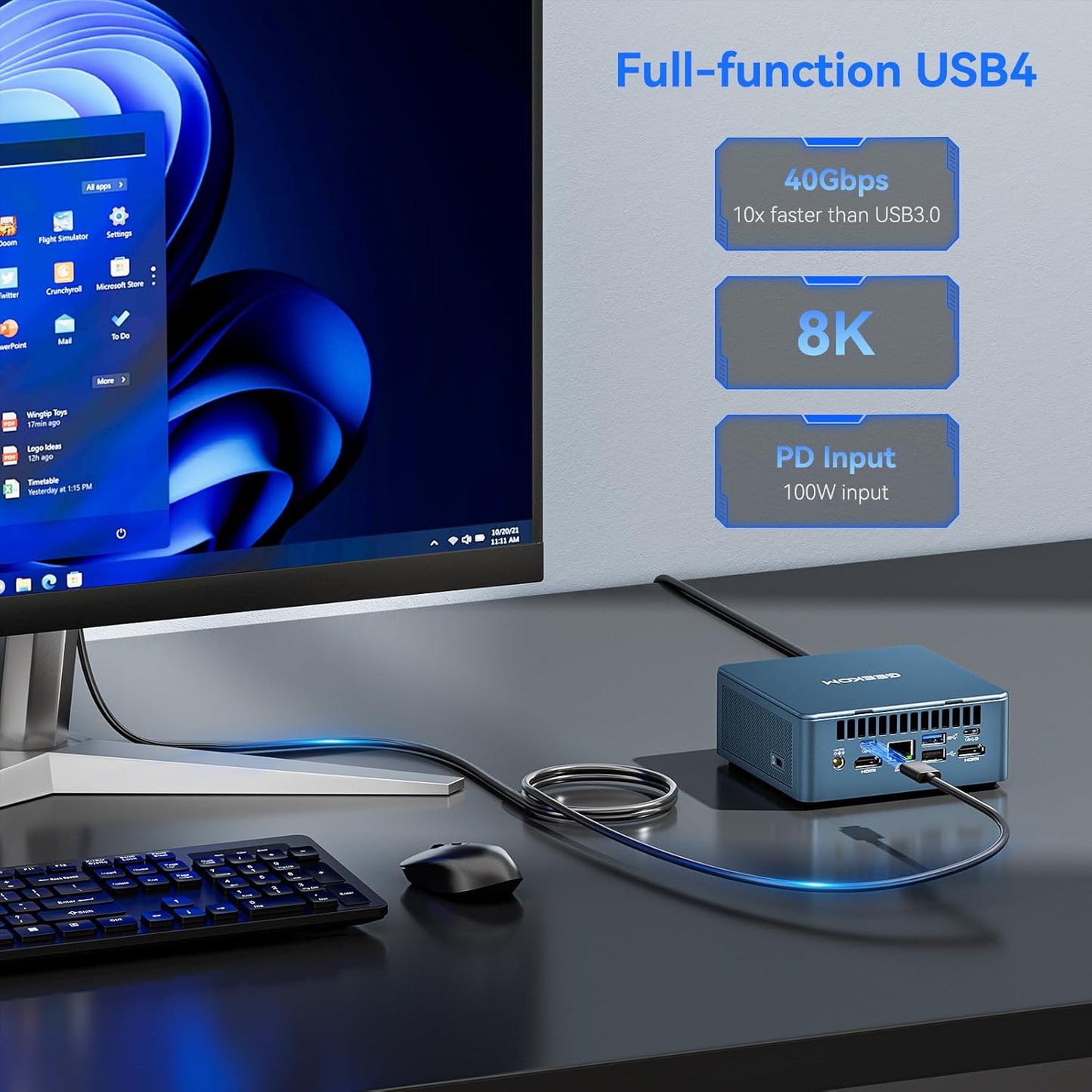 GEEKOM IT12 Mini PC(3-Year Quality Support) with 12th Gen Intel i9-12900HK, NUC 12 Mini Desktop(Up to 5GHz), 32GB DDR4& 1TB M.2 2280 NVMe Gen4*4 SSD, Win11 Pro, 8K/Quad Display/USB4/WiFi 6E/BT5.2