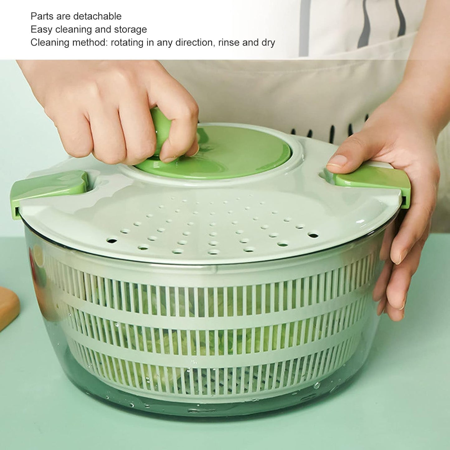 FLEXMAN 4L Salad Spinner, Vegetable Dryer, Multifunction Salad Drainer Bowl, Manual Lettuce Dryer for Dry Freshly Washed Lettuce, Spinach, Cabbage