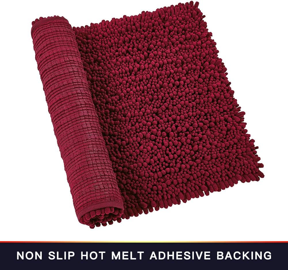 Walensee Bathroom Rug Non Slip Bath Mat (24x17 Inch Blush) Water Absorbent Super Soft Shaggy Chenille Machine Washable Dry Extra Thick Perfect Absorbant Best Small Plush Carpet for Shower Floor