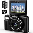 4K Digital Camera - 64MP Point and Shoot Digital Cameras for YouTube - 3.0'' Flip Screen 18X Zoom AutoFocus Vlogging Camera for Photography - Compact Video Camera with 2 Batteries, 32G SD Card