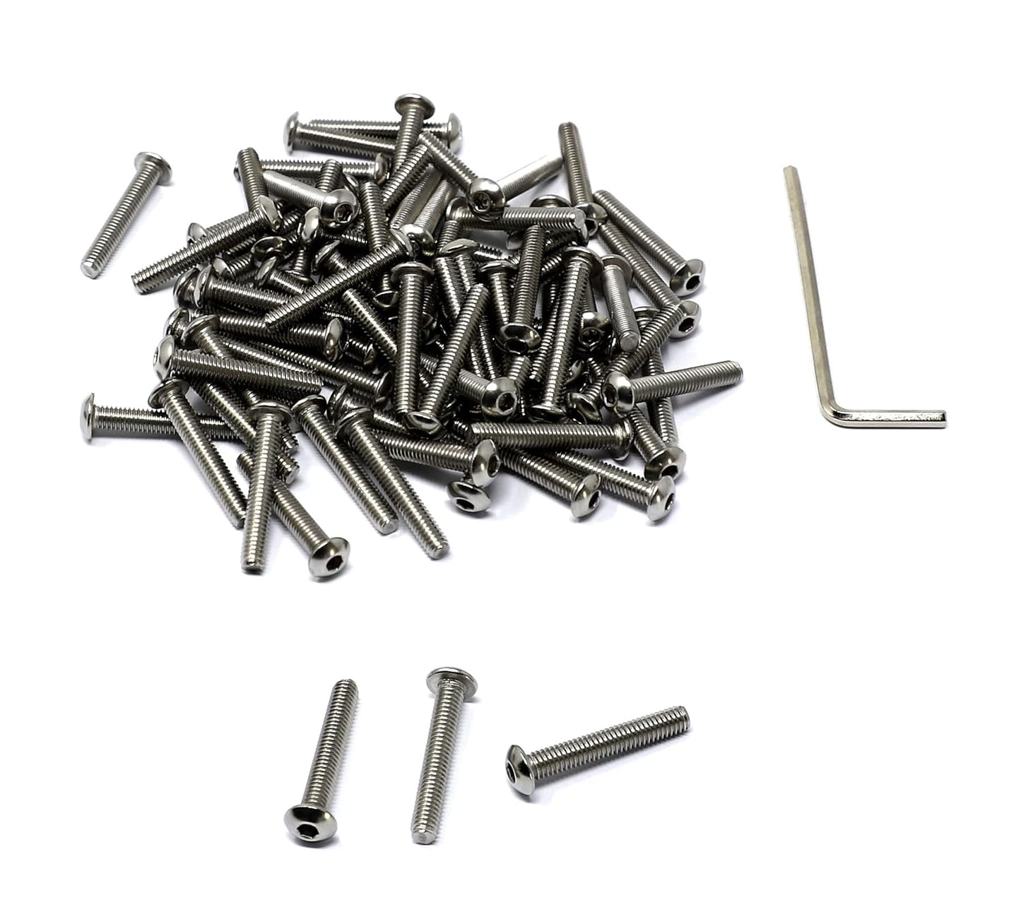 iexcell 50 Pcs M6 x 20mm Thread Pitch 1 mm Stainless Steel 304 Hex Socket Button Head Cap Screws Bolts Kit