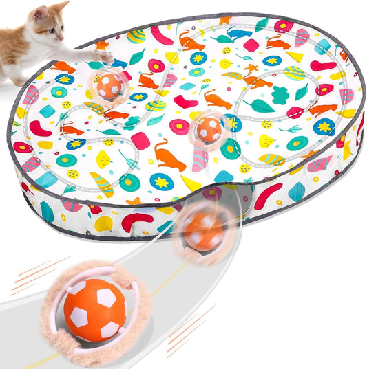 VIWIK Interactive Cat Toys for Indoor Cats, Hide and Seek Mouse Catching Game Cat Ball Toy, Automatic Motion Activated Kitten Toys, Low Noise Fast Rolling Ball in Play Mat for Bored Adult Cats - PuriLite