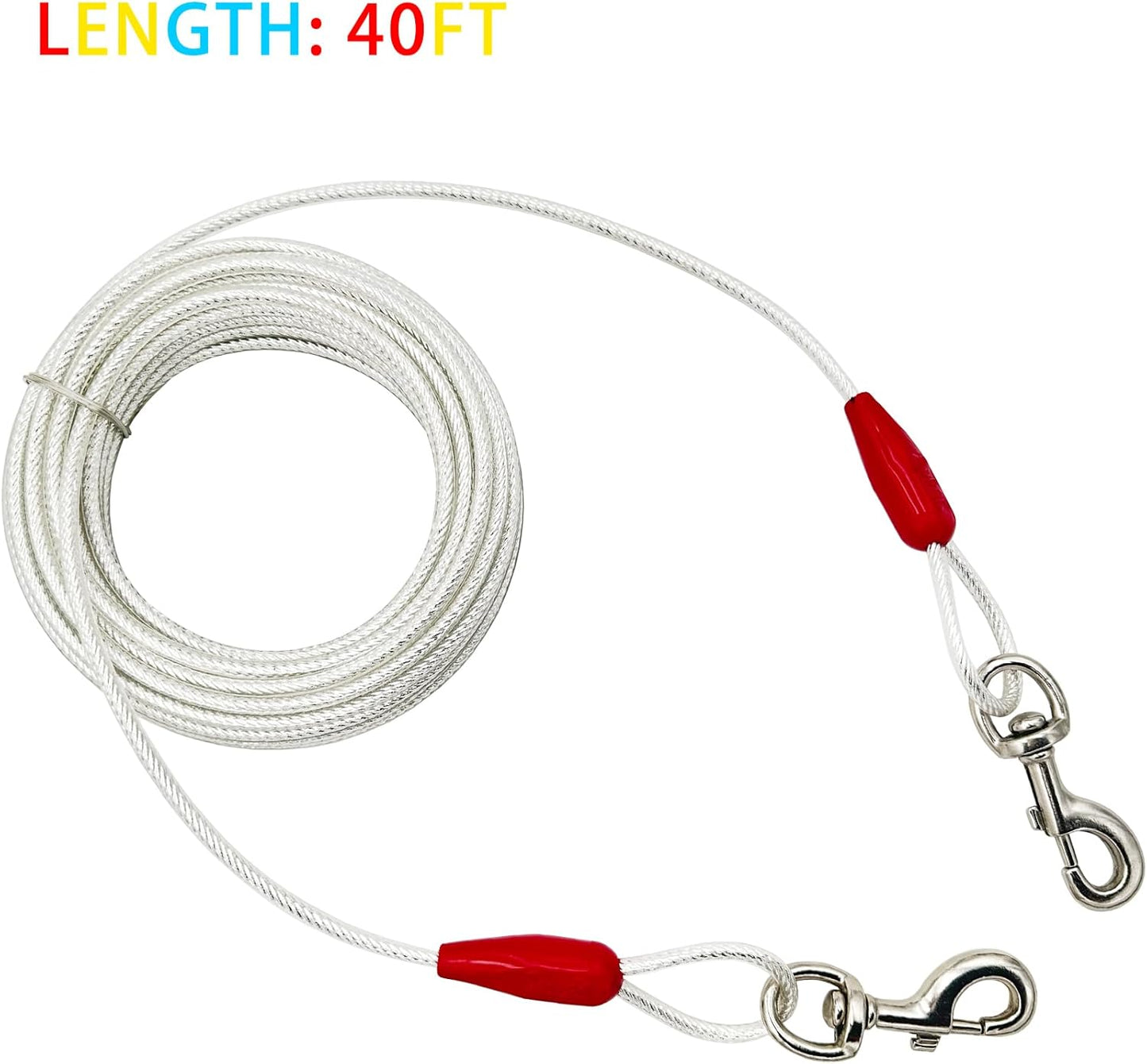 Petest 25ft Reflective Tie-Out Cable for Small Dogs Up to 35 Pounds