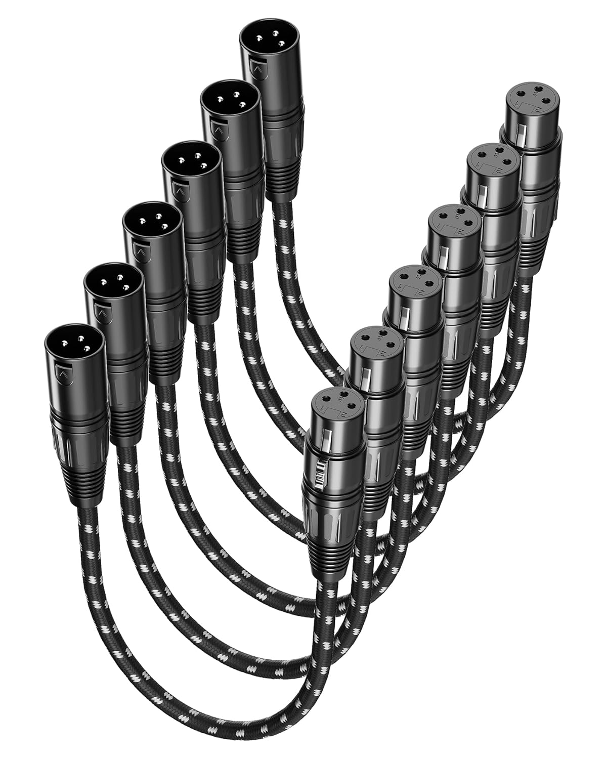 VANDESAIL XLR Cables 25ft 2 Pack, Durable Nylon Braided XLR Microphone Cable, Mic Cable, Shielded and Fully Balanced OFC Male to Female Cord for Recording Mixer Amplifie Speaker Black White