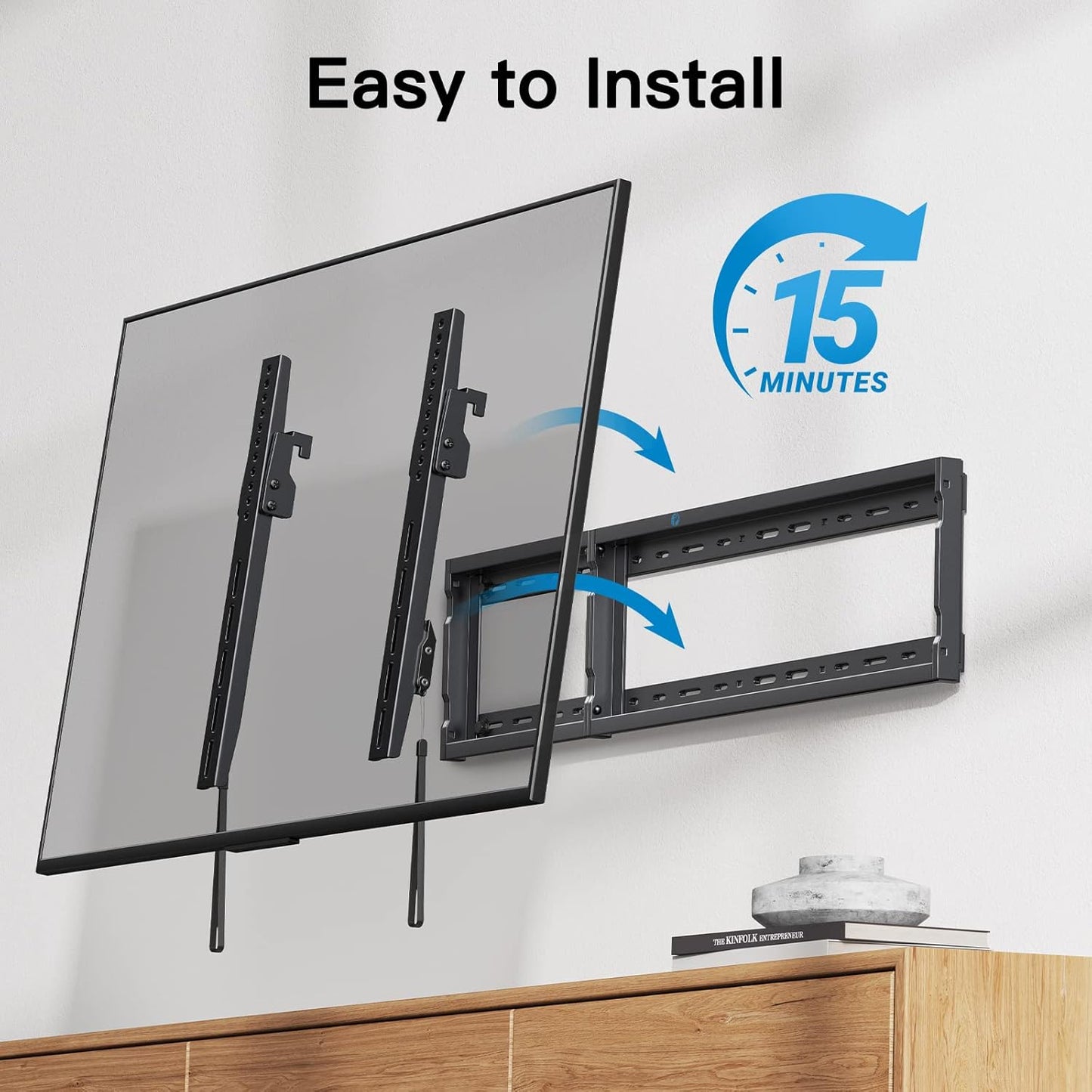 Pipishell Tilt TV Wall Mount Bracket Low Profile for Most 37-75 Inch LED LCD OLED Plasma Flat Curved TVs, Large Tilting Mount Fits 16"-24" Wood Studs Max VESA 600x400mm Holds up to 132lbs