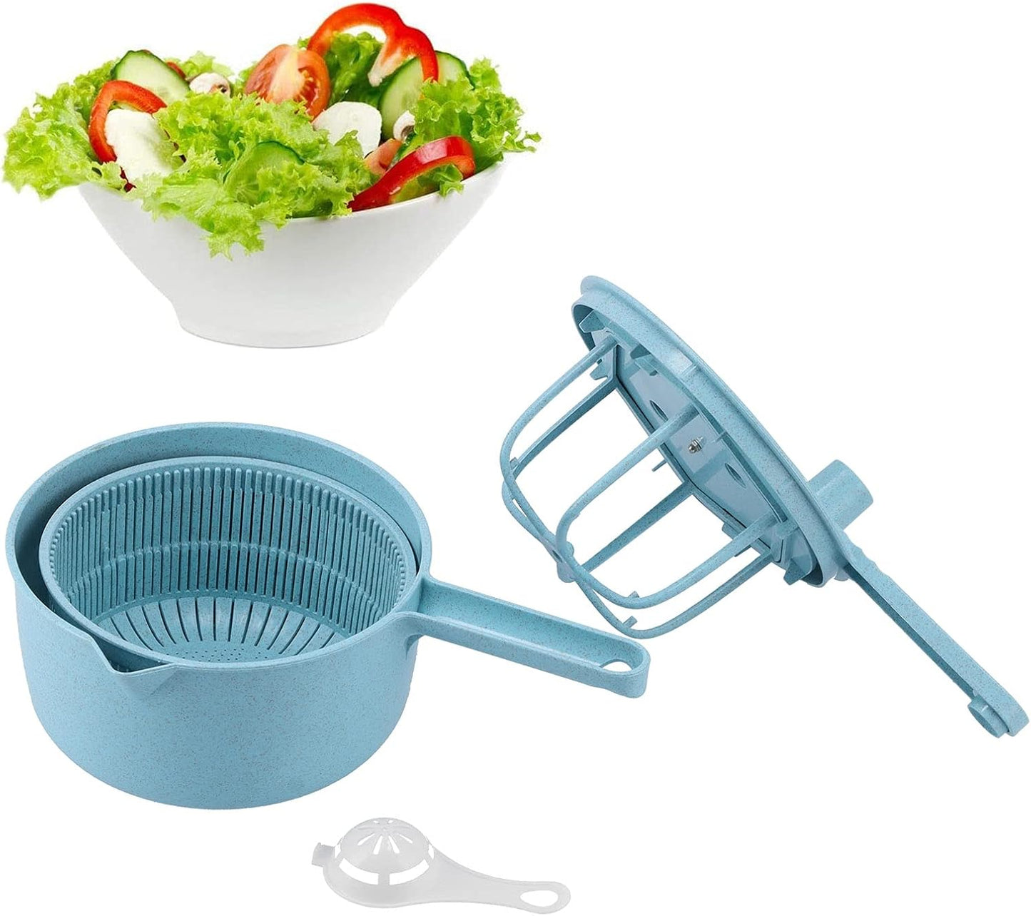 Salad Spinner,Lettuce Spinner Vegetable Washer Dryer Drainer Strainer with Bowl Colander,Vegetable Drainer Manual Salad Dehydrator Vegetable Washing Basket(Pink)