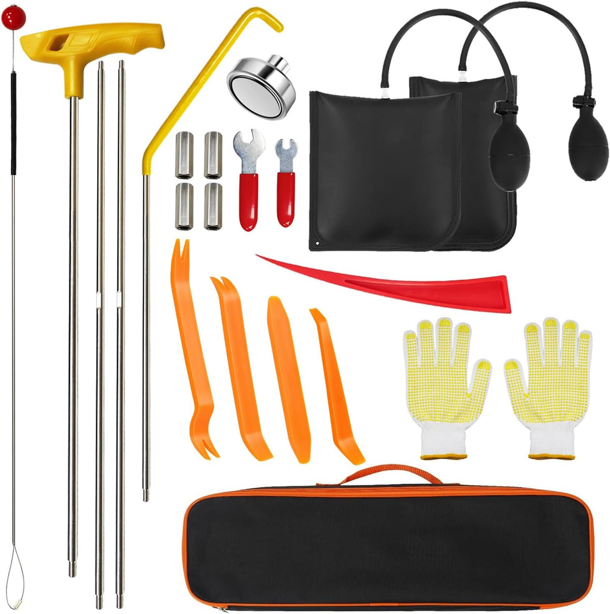 Portable Car Tool Set, 22 Pieces, Stainless Steel Auto Body Repair Kit