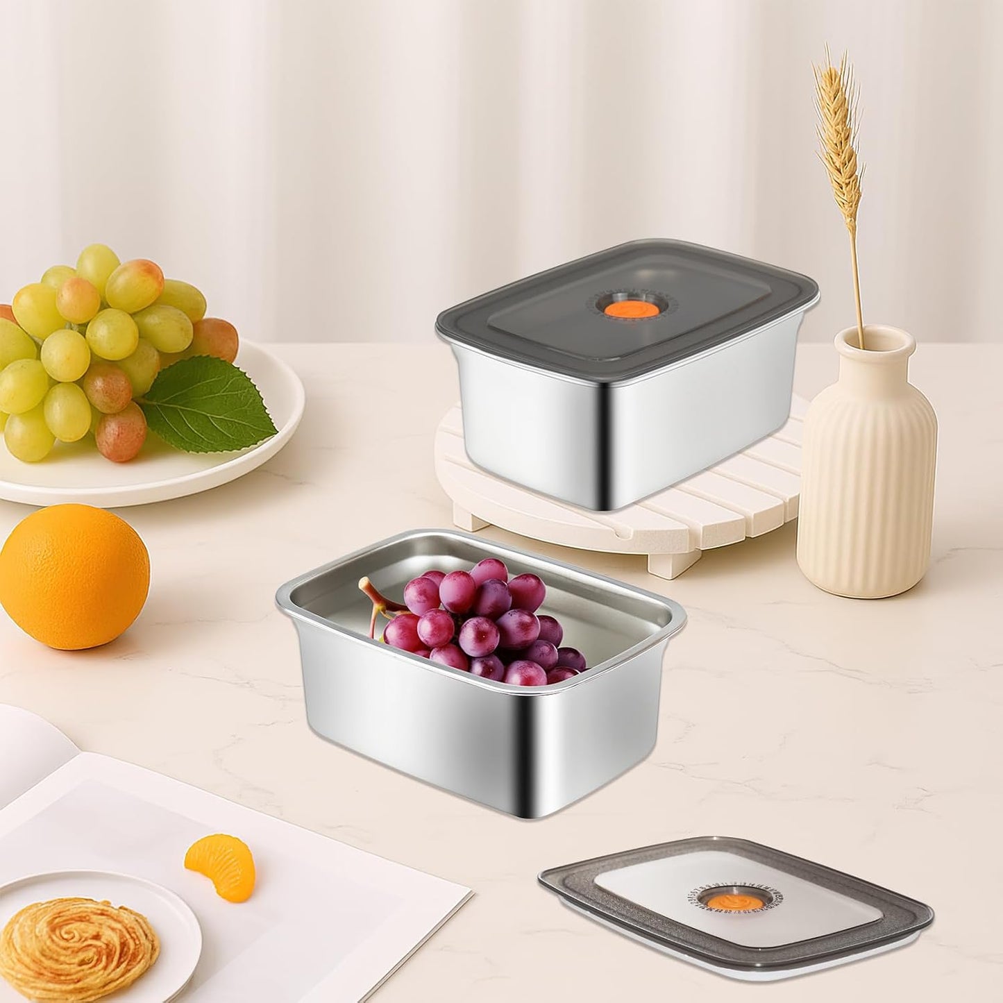 10 Pack Stainless Steel Food Storage Containers with Leak-Proof Lids, 50 oz / 1500 ml Airtight Bento Lunch Box Metal Meal Prep Container Stackable & Reusable for Fruit Snack Leftovers Freezer Safe