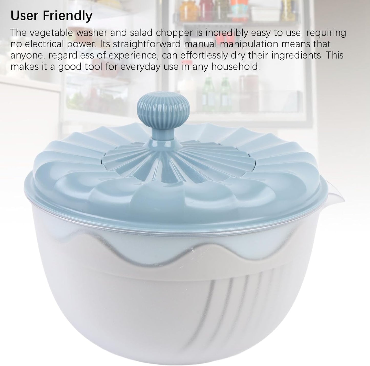 Salad Spinner, Efficient Lettuce Spinner Vegetables Fruits Wash Bowl Quick Drying Multifunctional Green Salad Dryer for Washing and Draining Greens, Fruits (Beige)