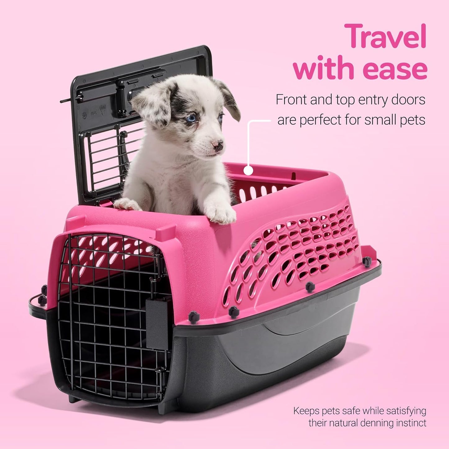 Petmate Two-Door Small Dog Kennel & Cat Kennel (Top Loading or Front Loading Pet Carrier, Great for Small Animals, Made with Recycled Materials, 24 inches in Length) For Pets up to 15 Pounds