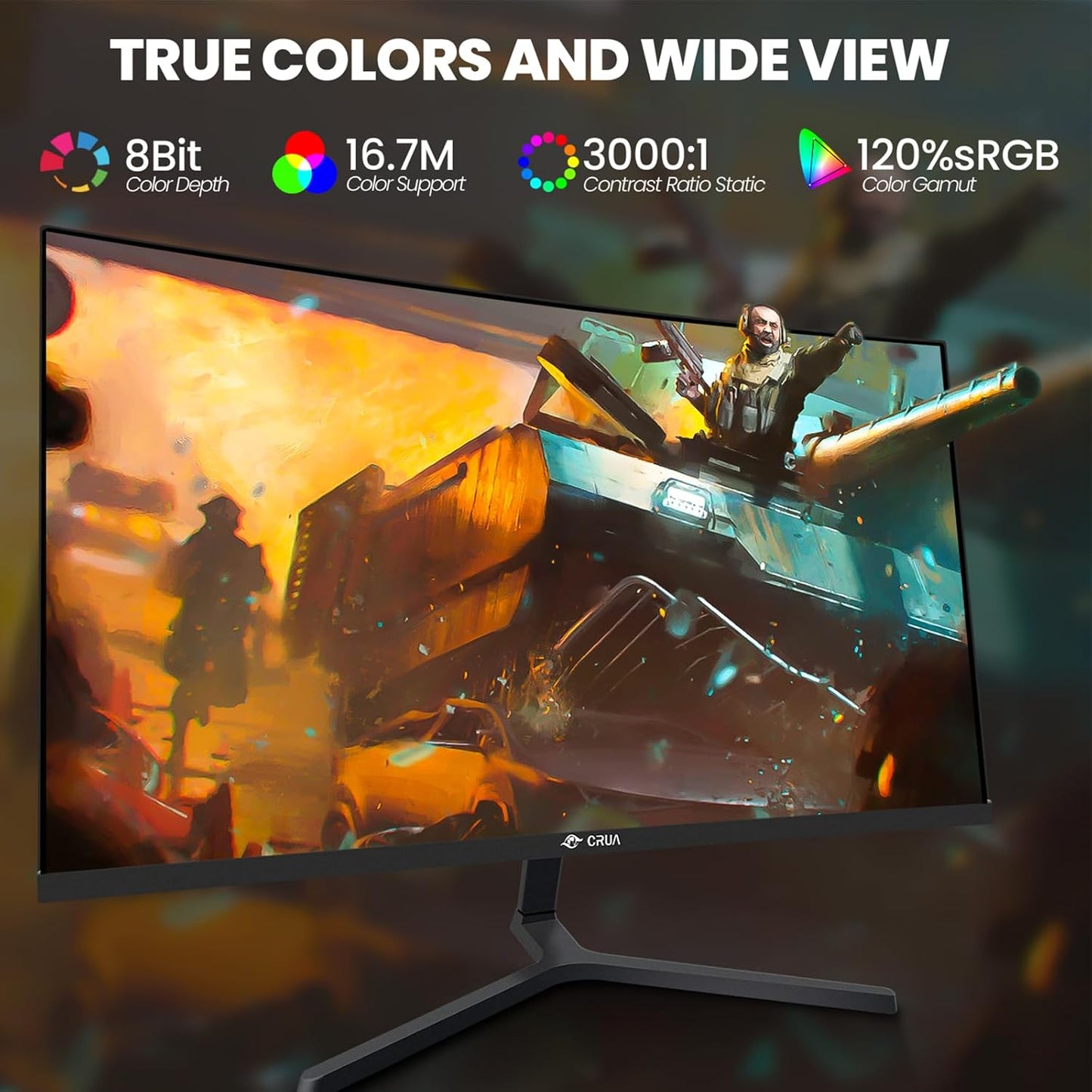 CRUA 34 Inch Curved Gaming Monitor 144HZ, White 21:9 Ultra Wide PC Monitor 1500R WQHD 3440X1440P 120% sRGB Computer Display/VA Panel/PIP& PBP/HDMI2.0 & DP1.4/Tilt Adjustment/Wall Mountable