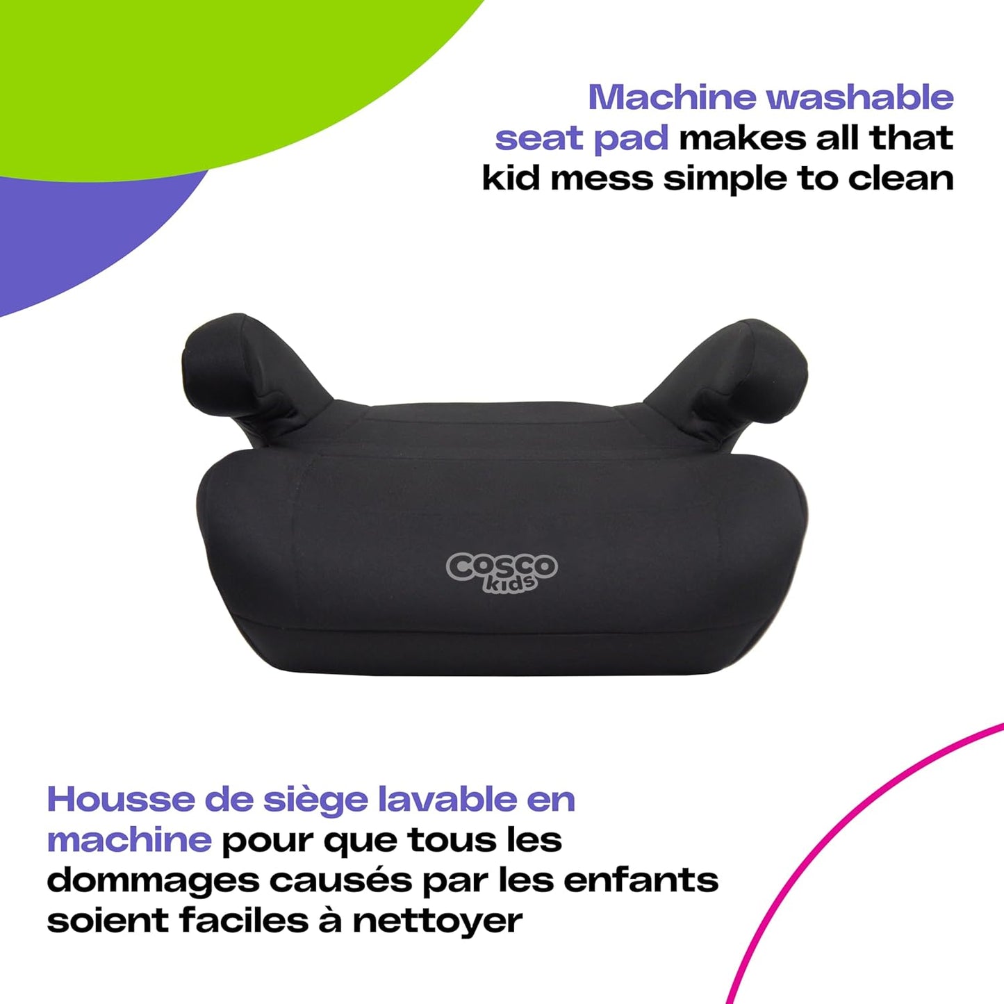 Cosco Kids Topside Lightweight Backless Belt-Positioning Booster Car Seat, Washable Cover, Black