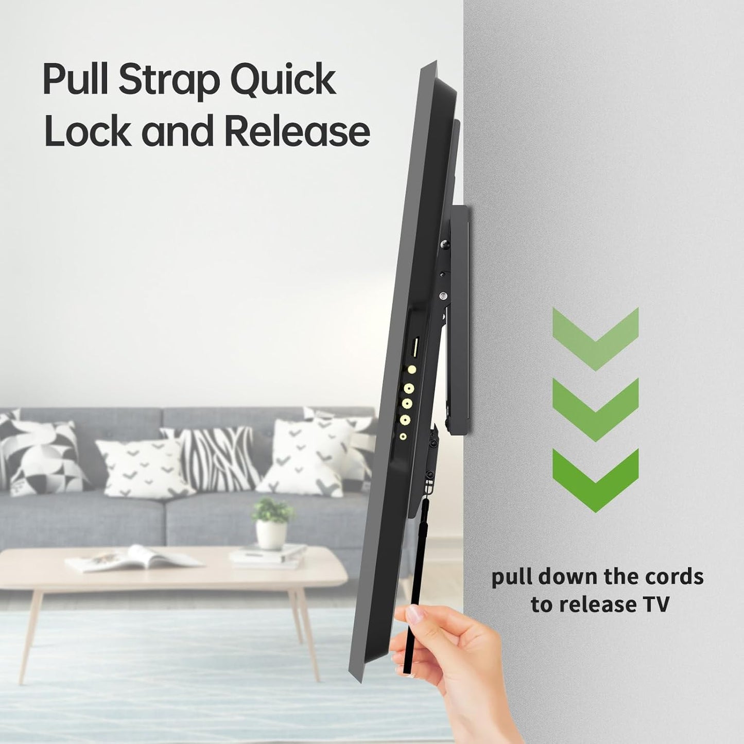 USX MOUNT UL Listed Fixed TV Wall Mount for 37-82 Inch TVs up to 132 Lbs, Low Profile TV Wall Bracket Fit Wood Studs 16", 18", 24", TV Mount with Max VESA 600x400mm, Quick Locked and Release, XFL090