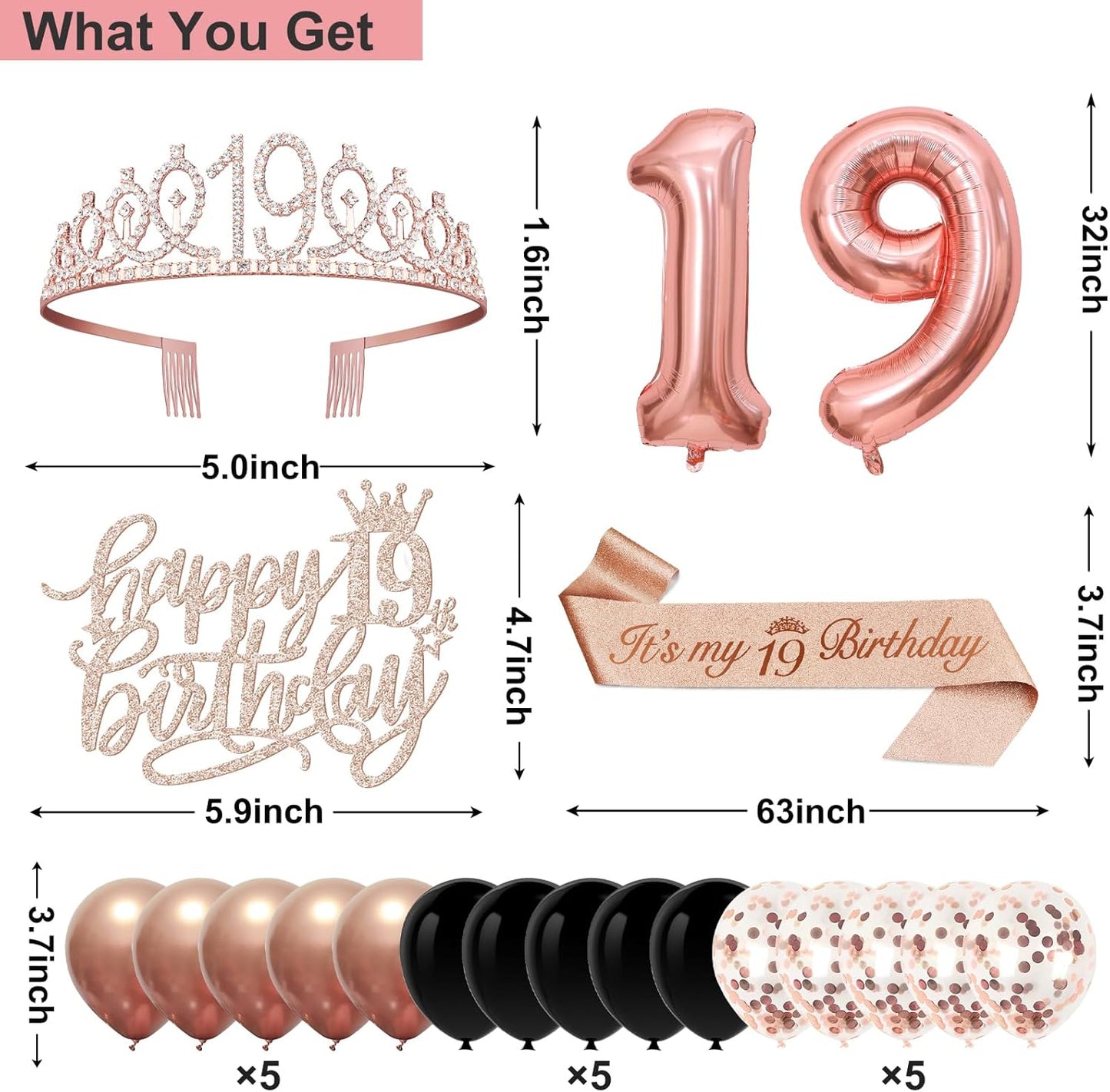 40th Birthday Decorations for Women,32pcs 40th Birthday Party Decorations,Including Backdrop, Crown,Sash,banner, Hanging Swirl,Cake Topper,balloons,Paper Fans,Anniversary Card and paper fans