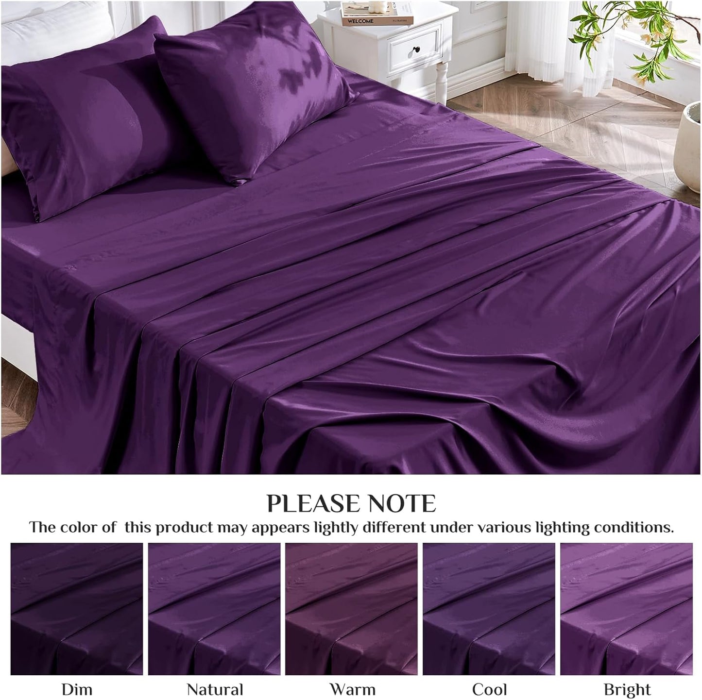 JOLLYVOGUE Queen Size Bed Sheet Set - 4 Piece Bed Sheets Set with Deep Pocket - Soft Breathable & Cooling - Resists Shrinkage & Fading Draps Queen - Easy Care (Dark Grey)