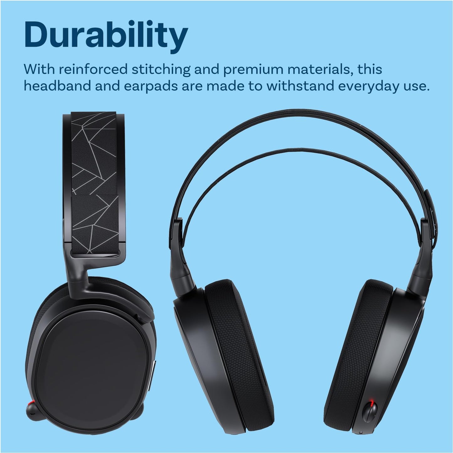 Ear Pads & Headband Replacement for SteelSeries Arctis 7/9 / Pro & Prime Wireless Gaming Headset etc. by MMOBIEL - Cooling Gel Ear Pad Cushions & Elastic Fabric Headband Top Pad Cushion
