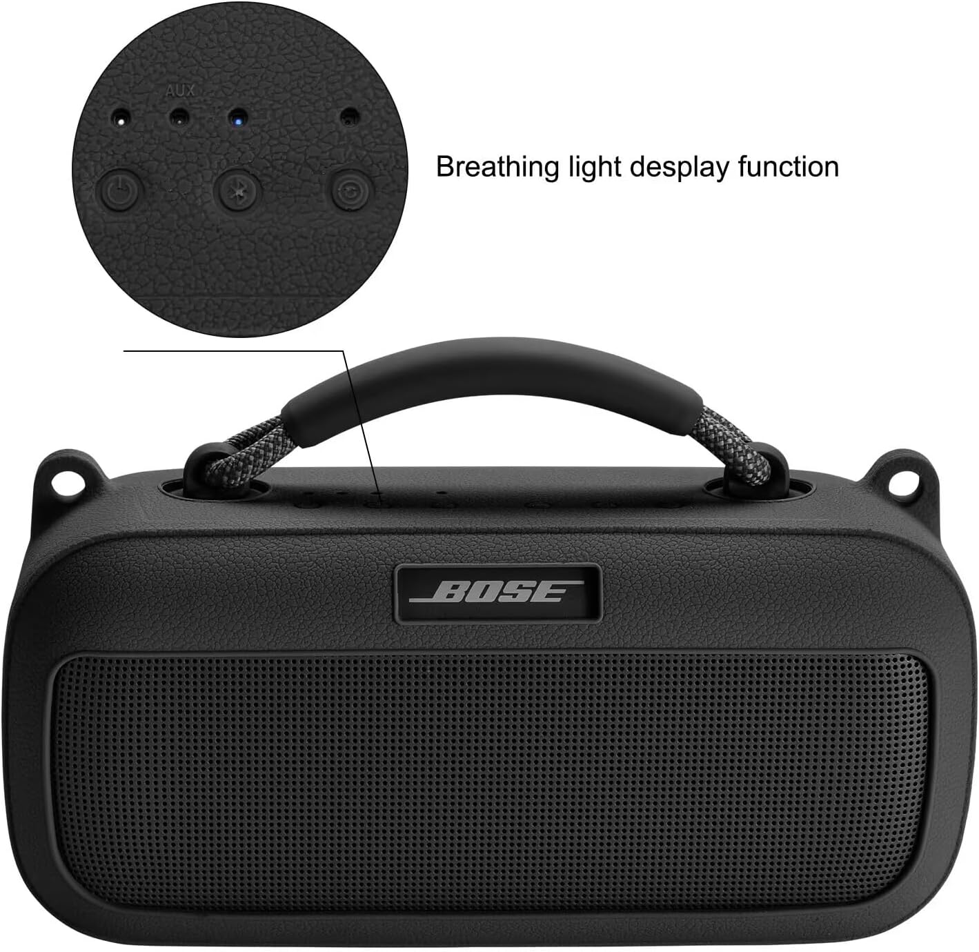 Carrying Silicone Cover Case Compatible with New Bose SoundLink Max Portable Speaker (Black)
