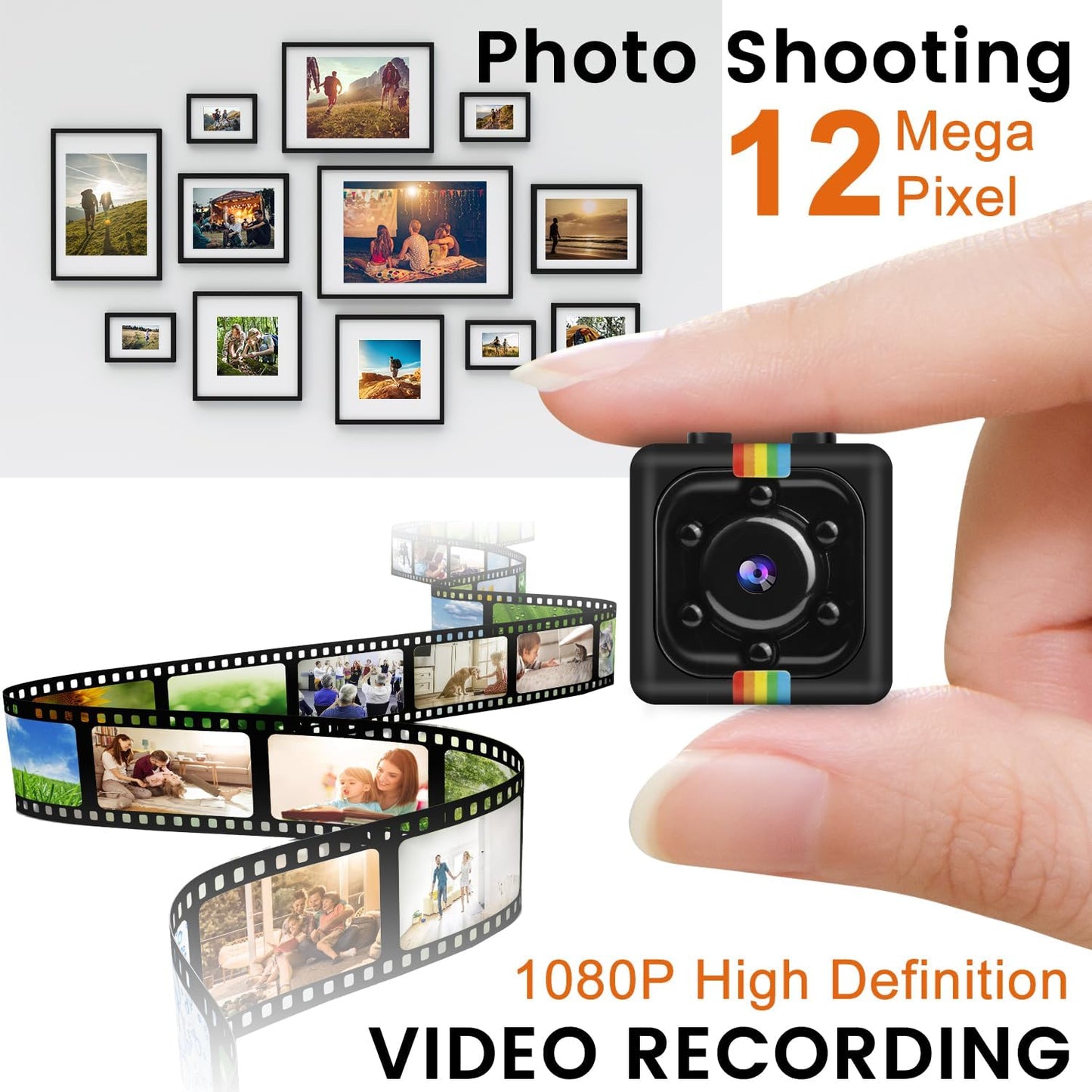 Spy Camera, Bextgoo Hidden Camera No WiFi, 1080P FHD Mini Camera with 32GB Memory Card,12MP Photoshoot, 140° Wide Angle, 360° Rotating Bracket, No Monthly Fee, for Travel, Outdoor Security