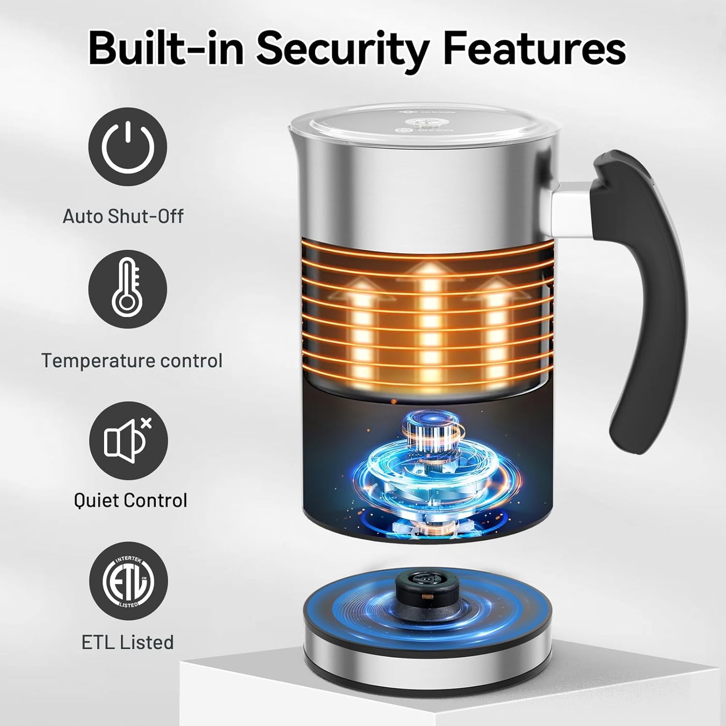 Secura Electric Milk Frother, Automatic Milk Steamer Warm or Cold Foam Maker for Coffee, Cappuccino, Latte, Stainless Steel Milk Warmer with Strix Temperature Controls (Black)