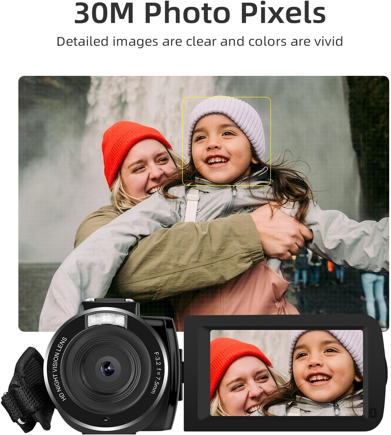 ORDRO B320 Video Camera Camcorder Full HD 1080P 30MP IR Night Vision Vlogging Camera Recorder 3.0 Inch IPS Screen 18X Digital Zoom with 2 Batteries