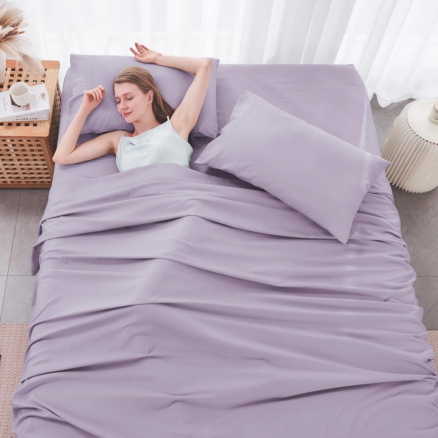 JOLLYVOGUE Queen Size Bed Sheet Set - 4 Piece Bed Sheets Set with Deep Pocket - Soft Breathable & Cooling - Resists Shrinkage & Fading Draps Queen - Easy Care (Dark Grey)