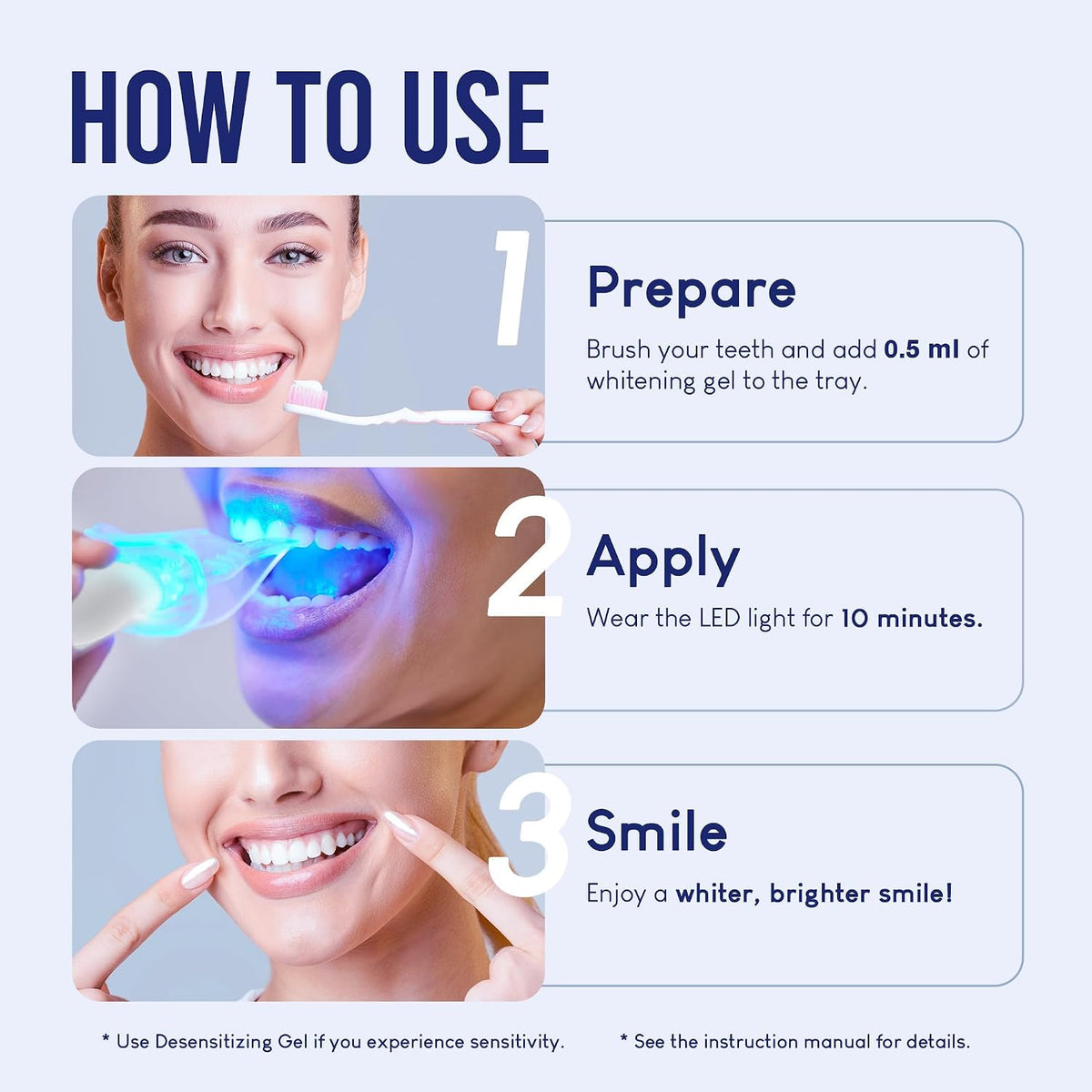 Teeth Whitening Kit with LED Light: VieBeauti Tooth Whitener for Sensitive Teeth - Removes Stains from Food Coffee Smoking Wine and Soda for a Bright Smile Coconut Flavor