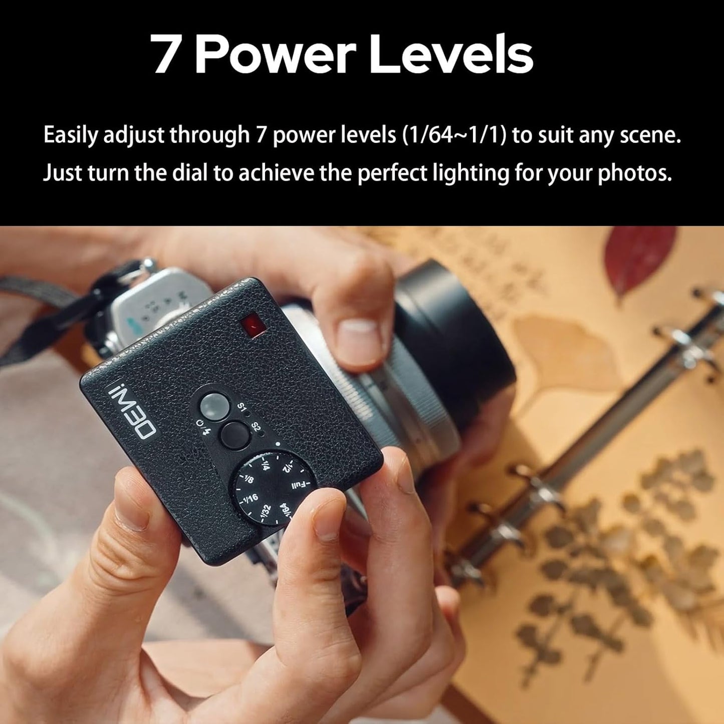 Godox iM30 Mini Speedlite, GN15 with 13 Levels Flash Power, CCT 6500K±200K, S1/S2 Optical Control for Fuji, Canon, Nikon, Sony, Olympus Cameras
