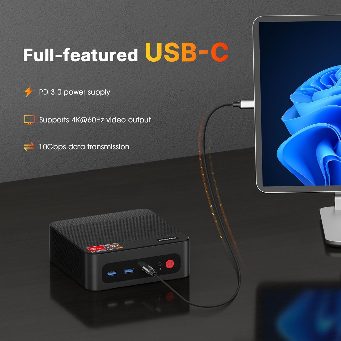 BOSGAME Mini PC P4, Desktop Computers Ryzen 7 5825U PC, Dual LAN Mini Gaming PC,16GB DDR4 RAM, 512GB NVMe SSD, 4K Triple Display, Wi-Fi 6E, Bluetooth 5.2