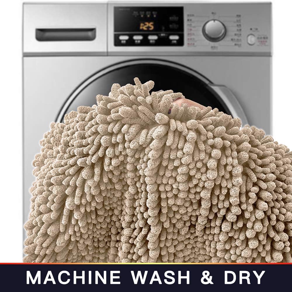 Walensee Bathroom Rug Non Slip Bath Mat (24x17 Inch Blush) Water Absorbent Super Soft Shaggy Chenille Machine Washable Dry Extra Thick Perfect Absorbant Best Small Plush Carpet for Shower Floor