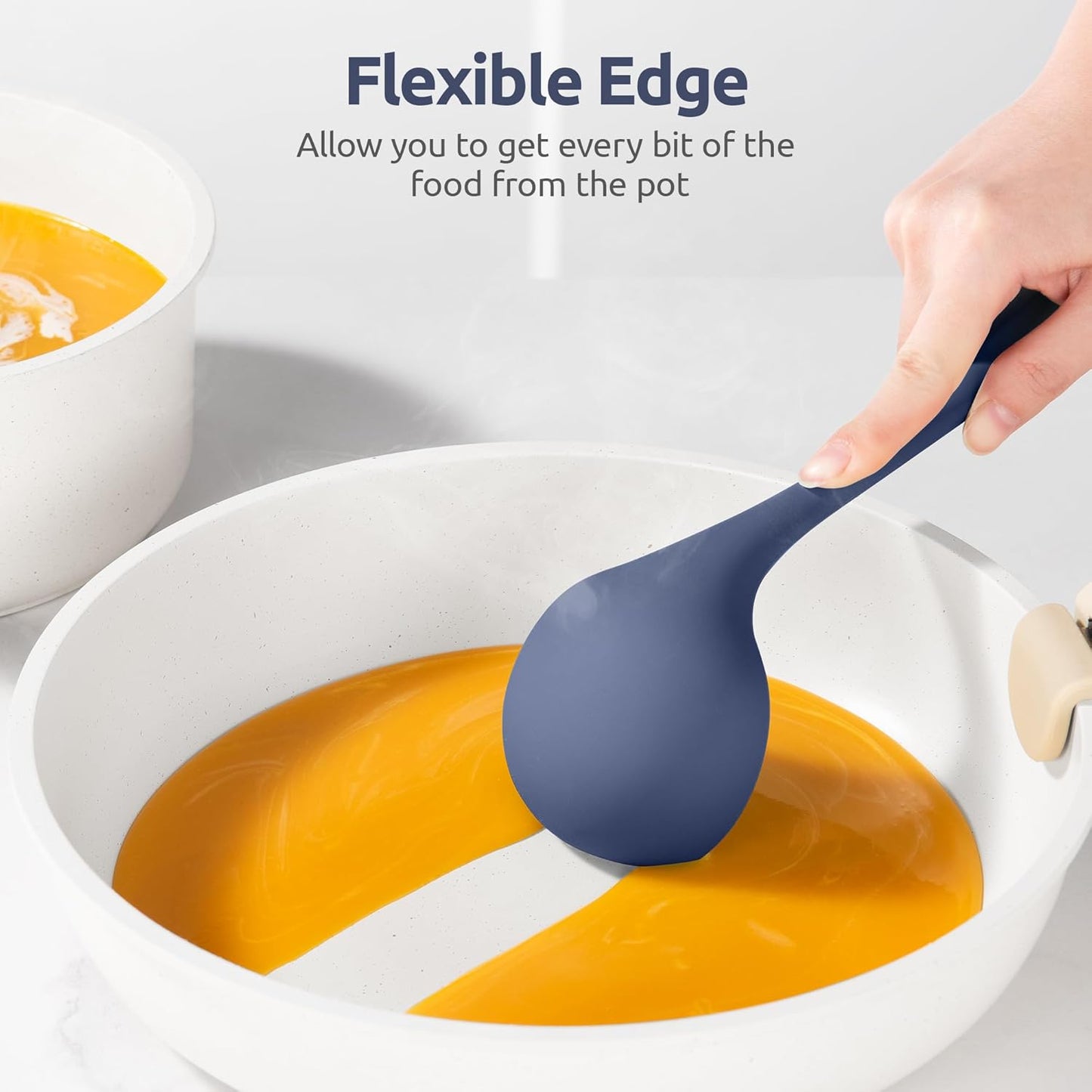13 inch Silicone Soup Ladle: U-Taste 600ºF Heat Resistant 4 oz Large Non-Stick Seamless Rubber Kitchen Deep Serving Spoon with Non-Slip Solid Long Handle for Cooking Sauce/Stews/Gravies/Chili(Purple)
