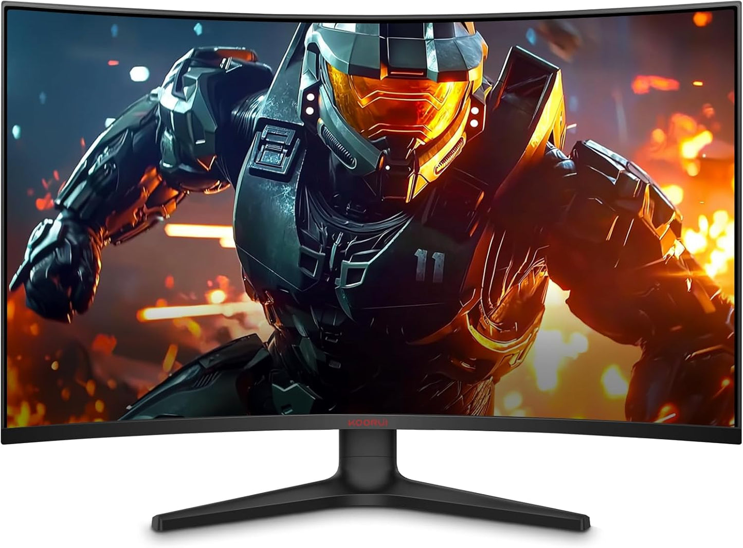 KOORUI 32 inch Curved Gaming Monitor - QHD (2560 x 1440) 2K Display, 170Hz 144Hz Monitors, 1500R Curvature, 1ms, HDR10, Adaptive Sync, Tilt Adjustable, DisplayPort HDMI, Black - 32E6QC